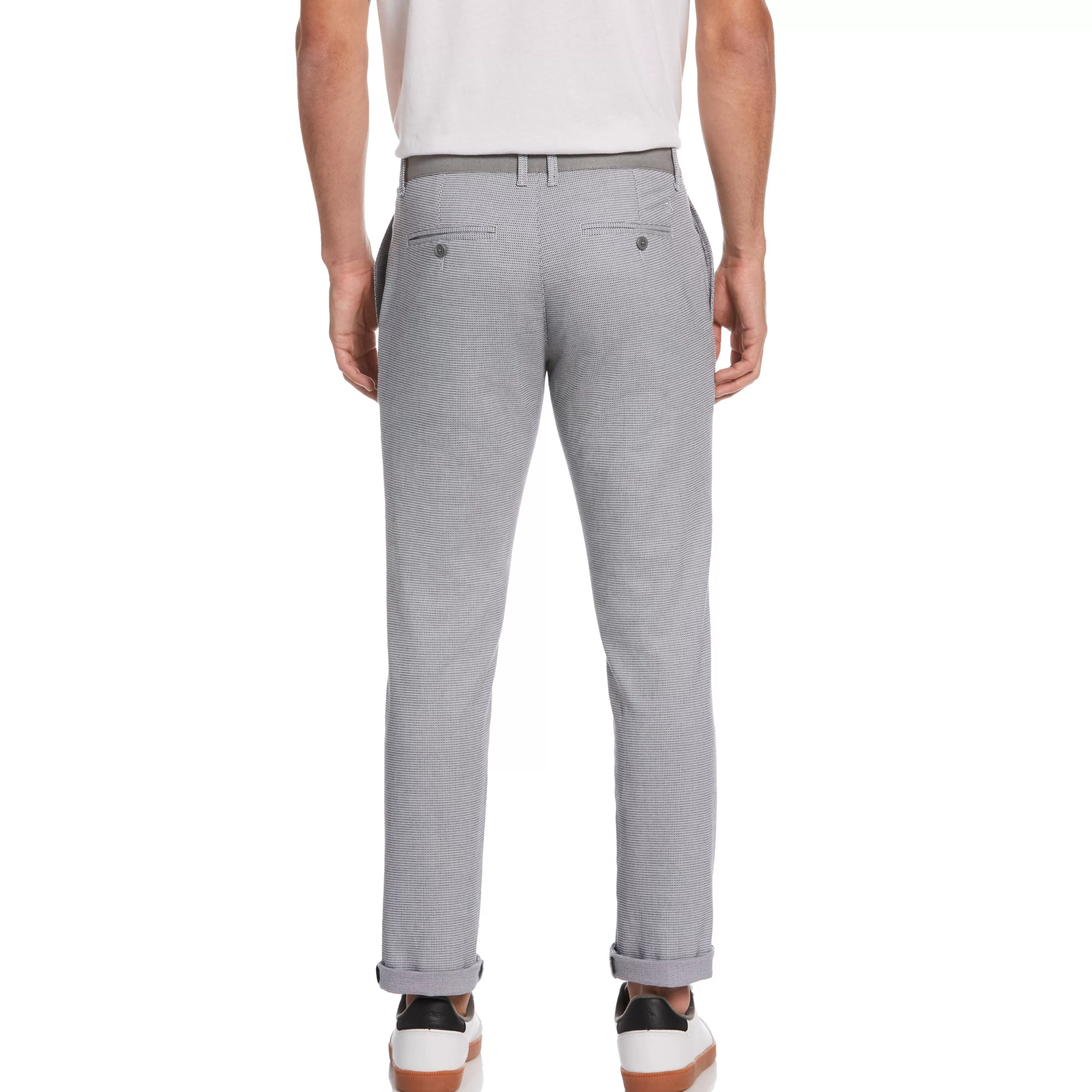 Sale Slim Fit Square Print Stretch Dress Pant Men Pants