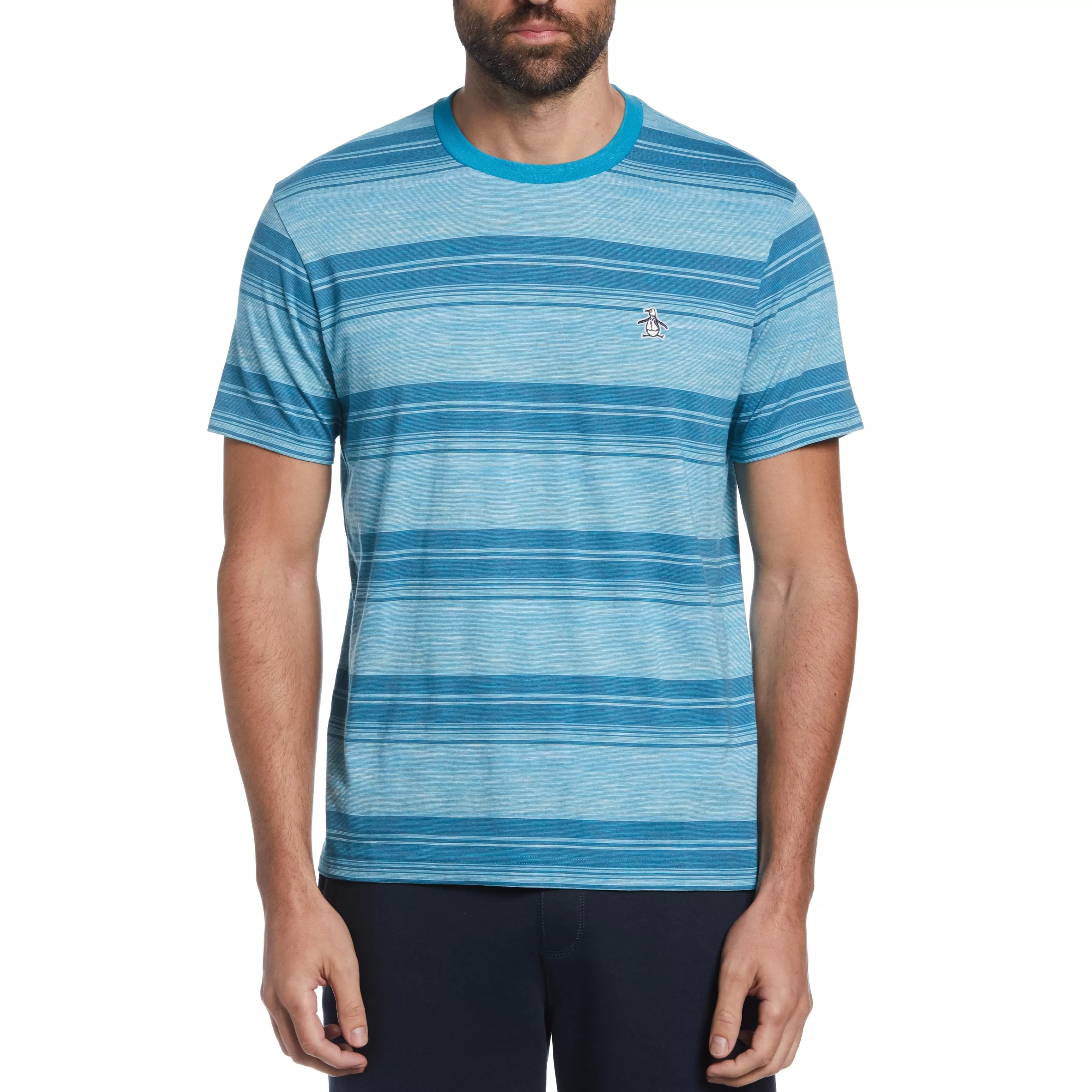 Fashion Slub Engineered Stripe Tee Men Tees