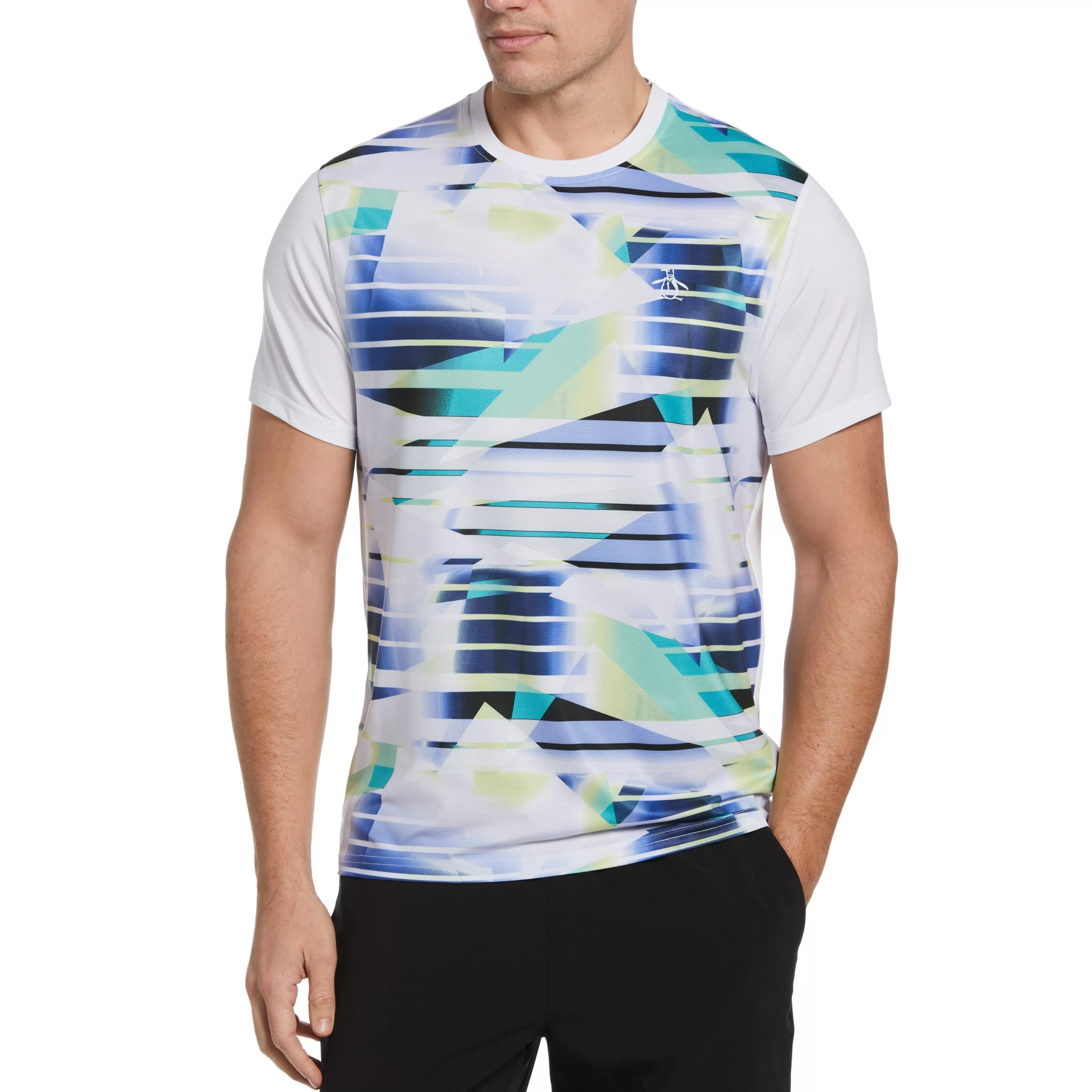 Discount Spliced Energy Stripe Tennis Tee Men Tees