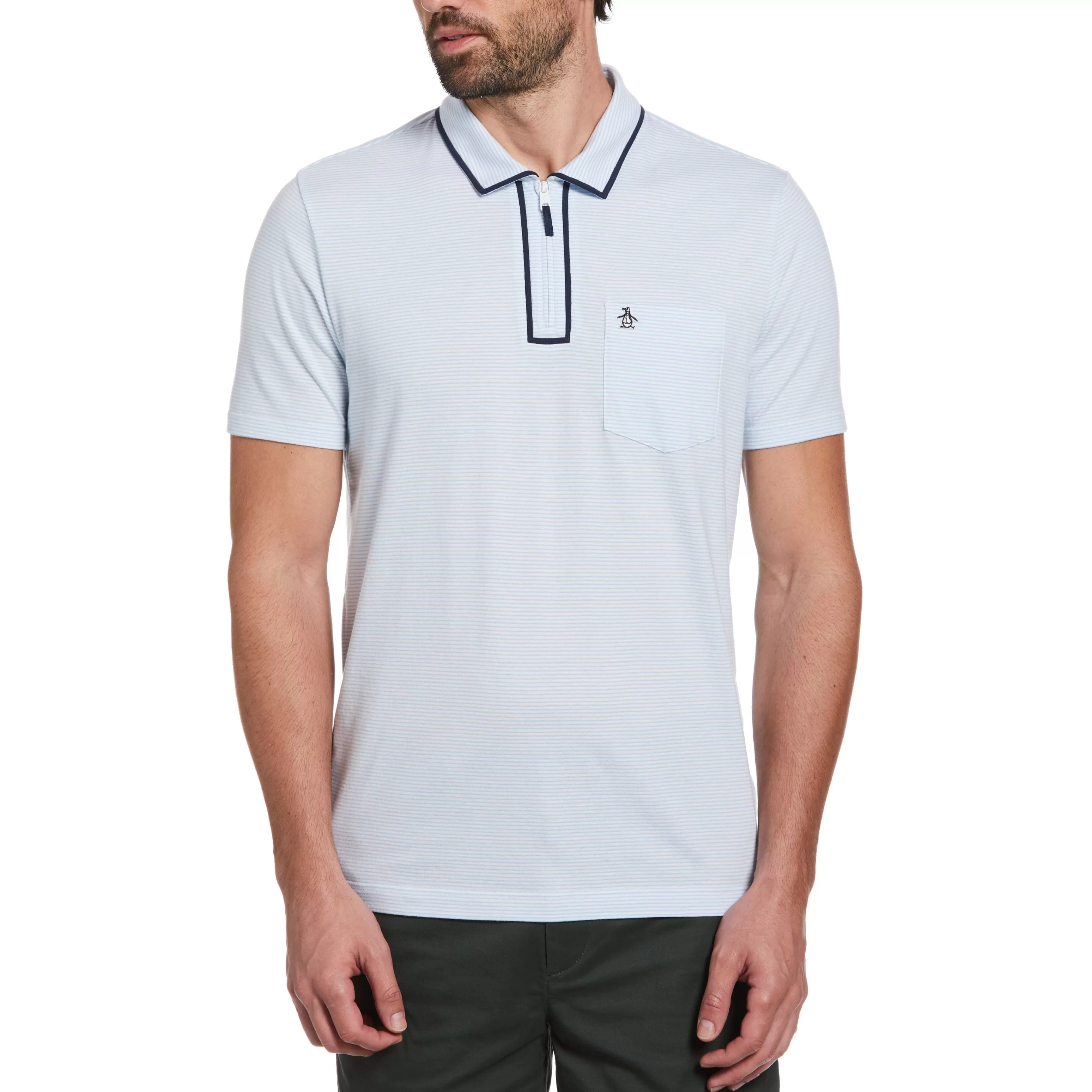 Shop Stripe 1/4 Zip Polo Men Polos