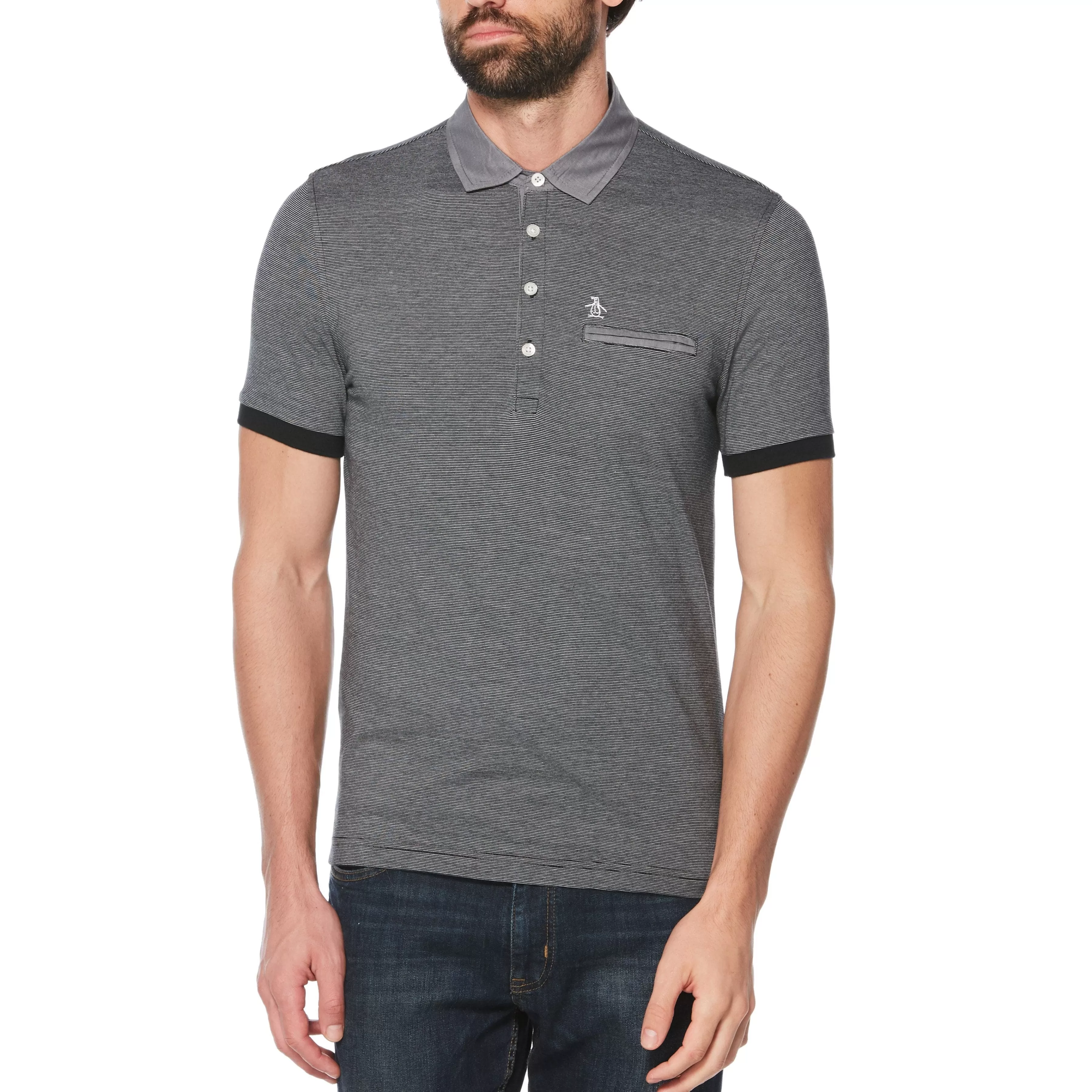 Flash Sale Stripe Chambray Collar Polo Men Polos