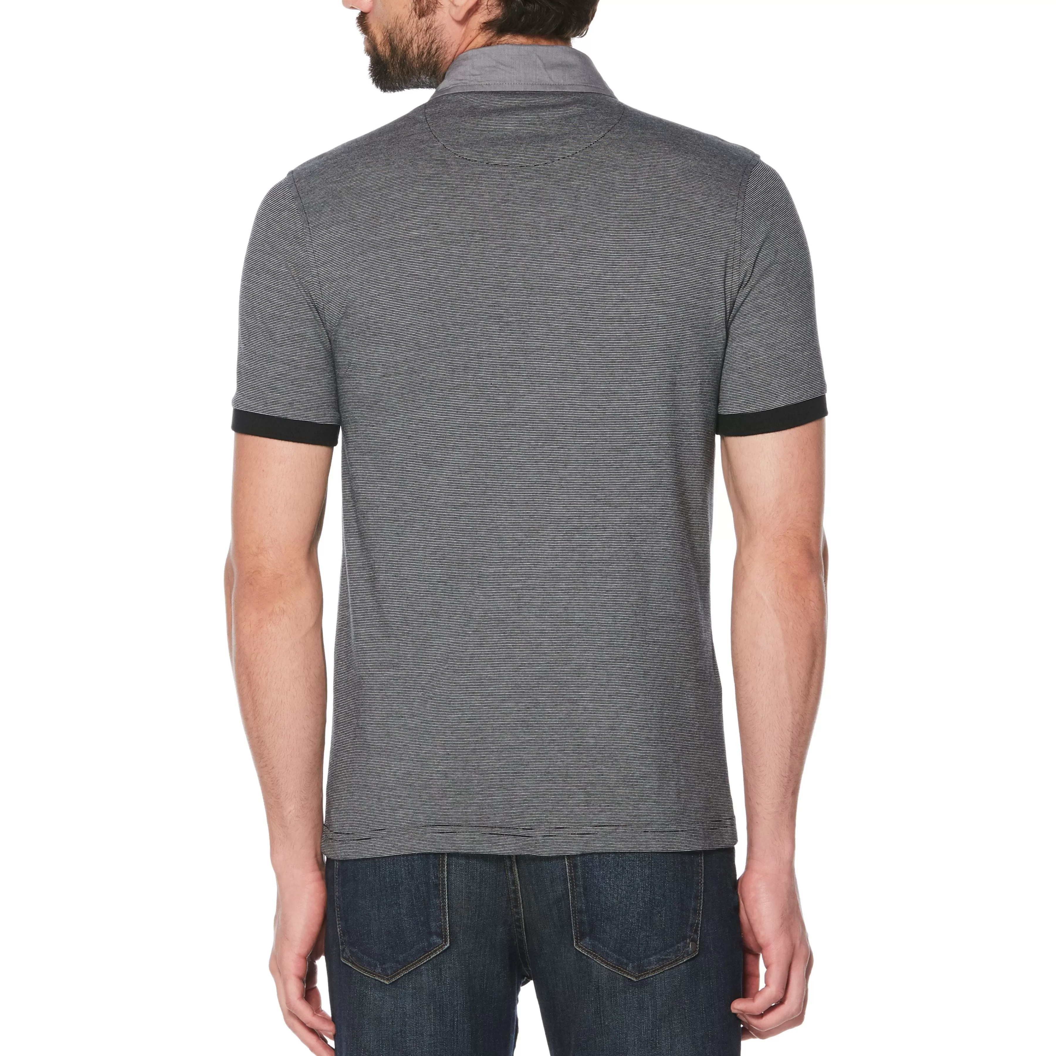 Flash Sale Stripe Chambray Collar Polo Men Polos