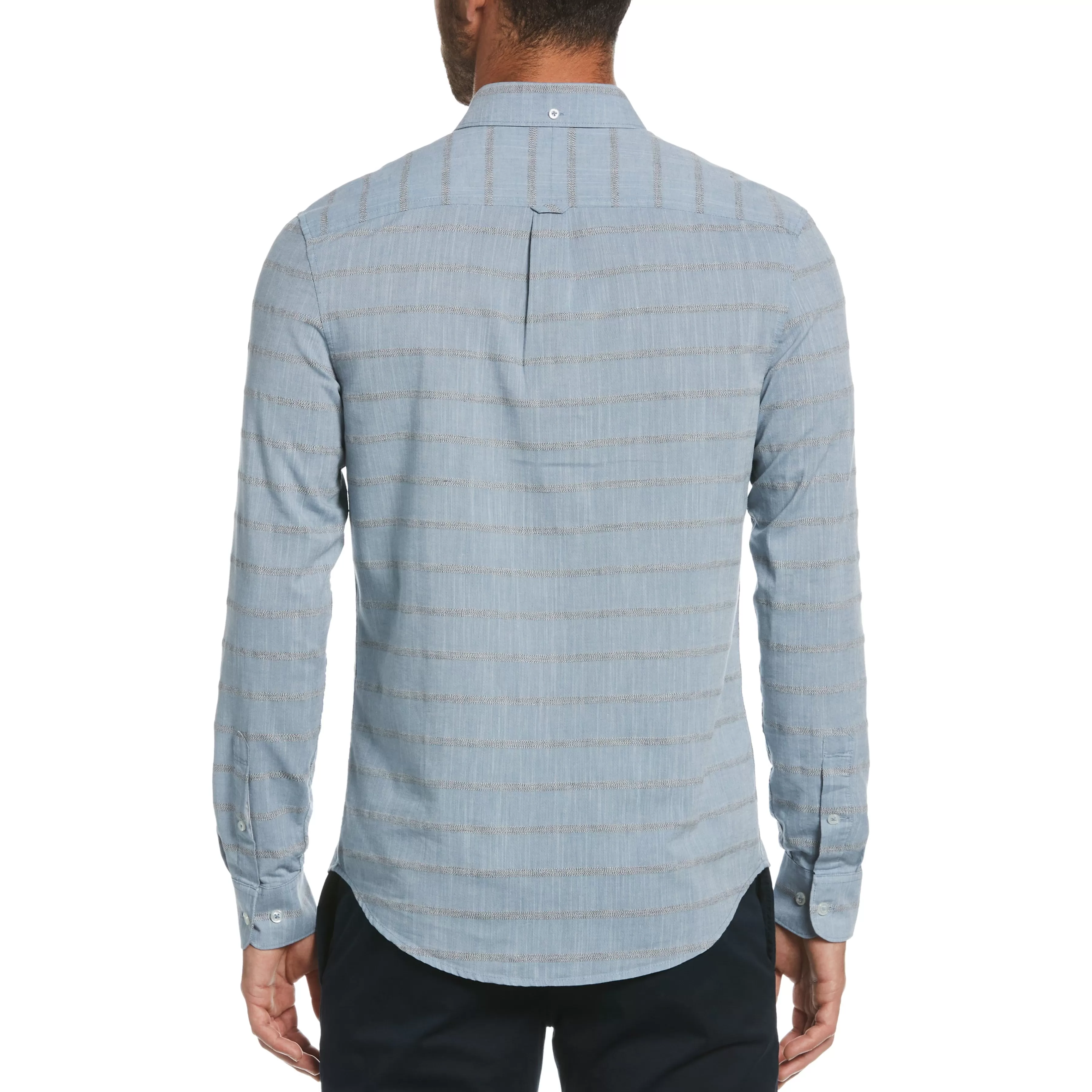 Flash Sale Stripe Slub Chambray Shirt Men Shirts