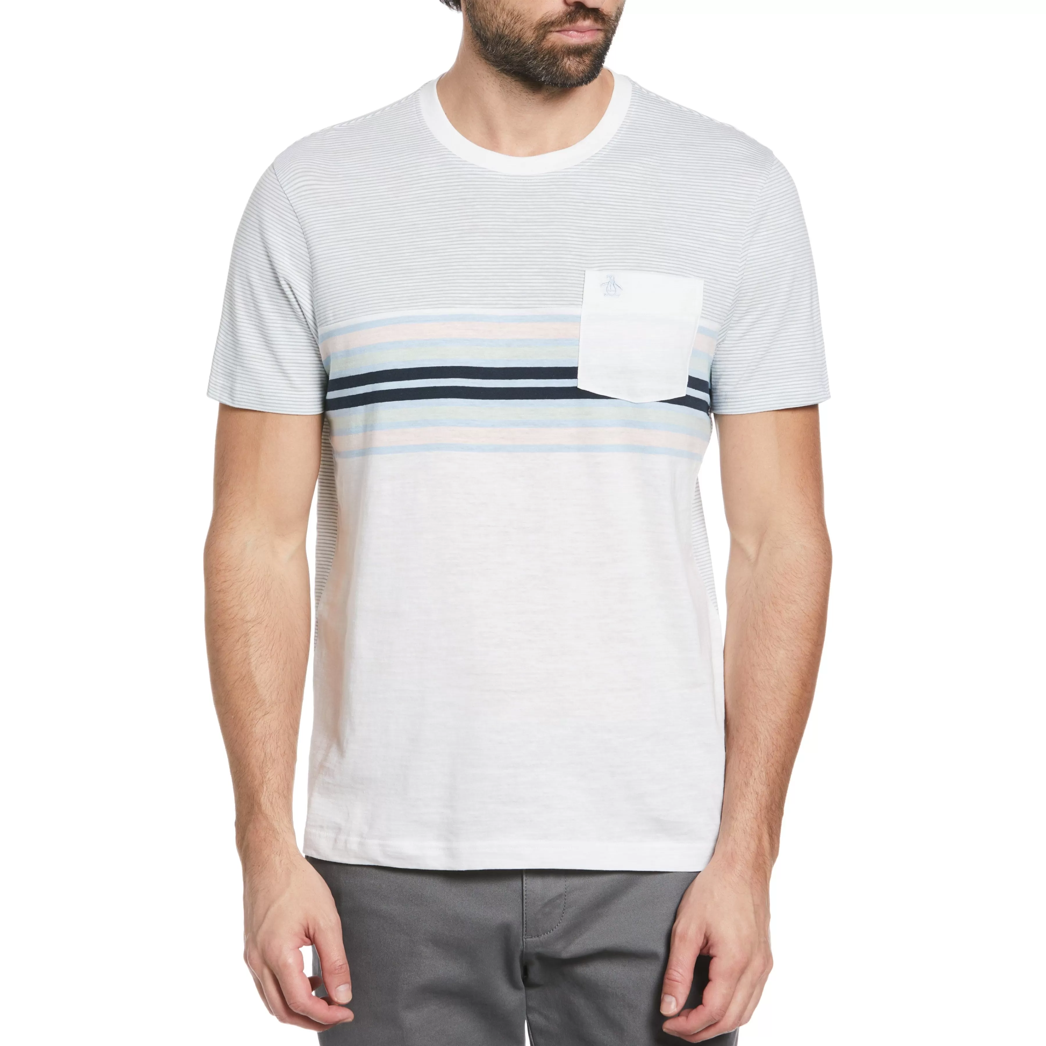 Best Sale Striped Color Block Pocket Tee Men Tees