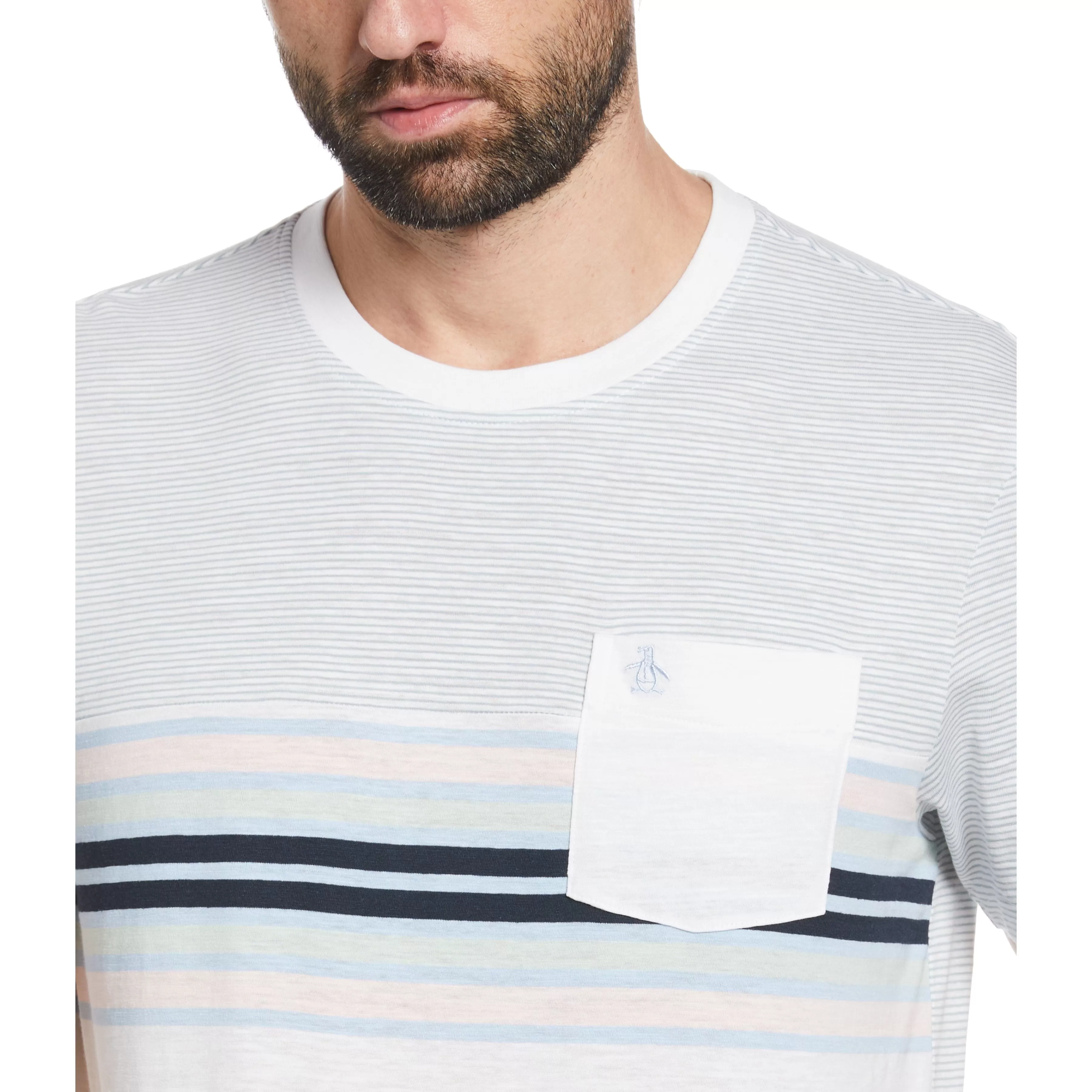 Best Sale Striped Color Block Pocket Tee Men Tees