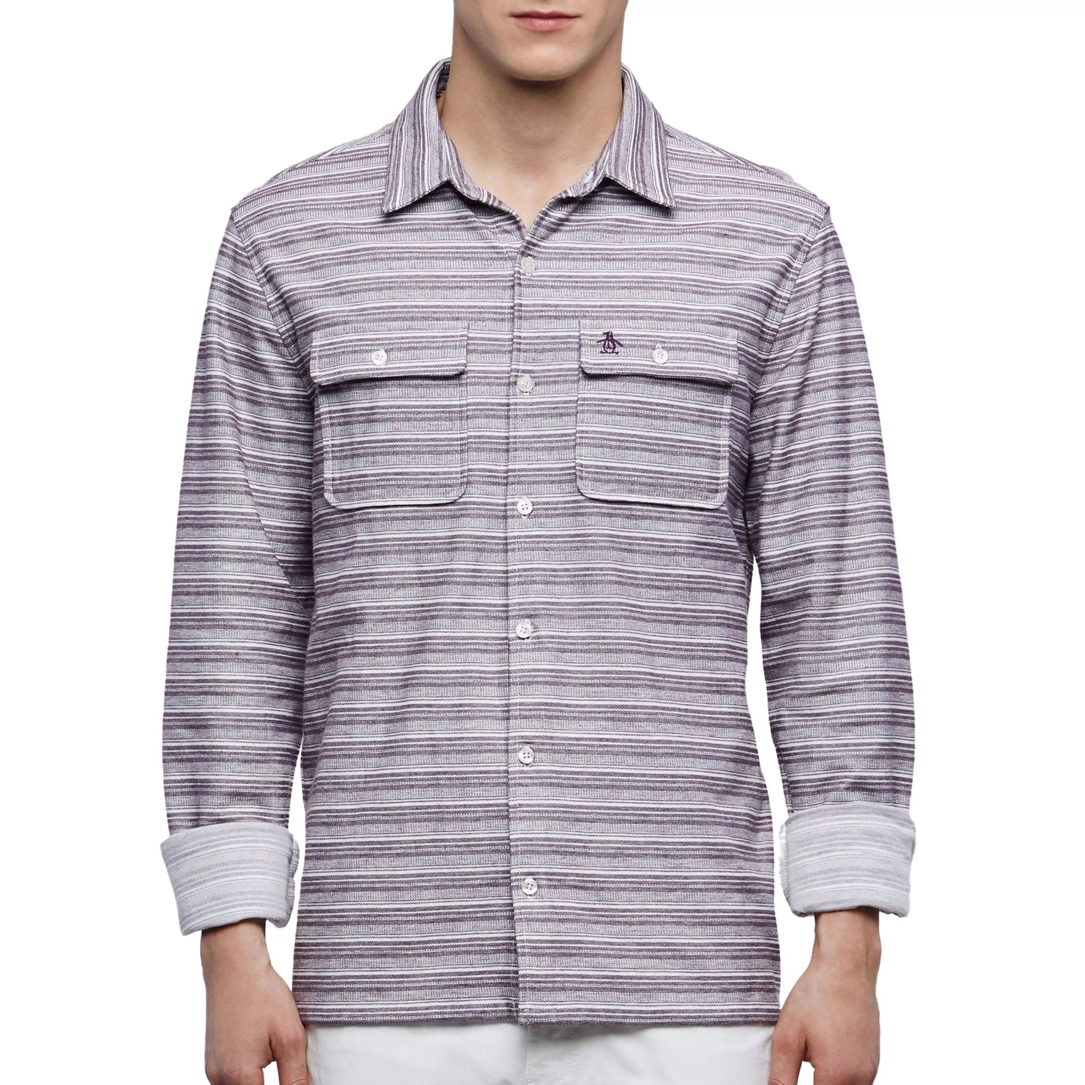Cheap Striped Double Pocket Shirt Men Shirts