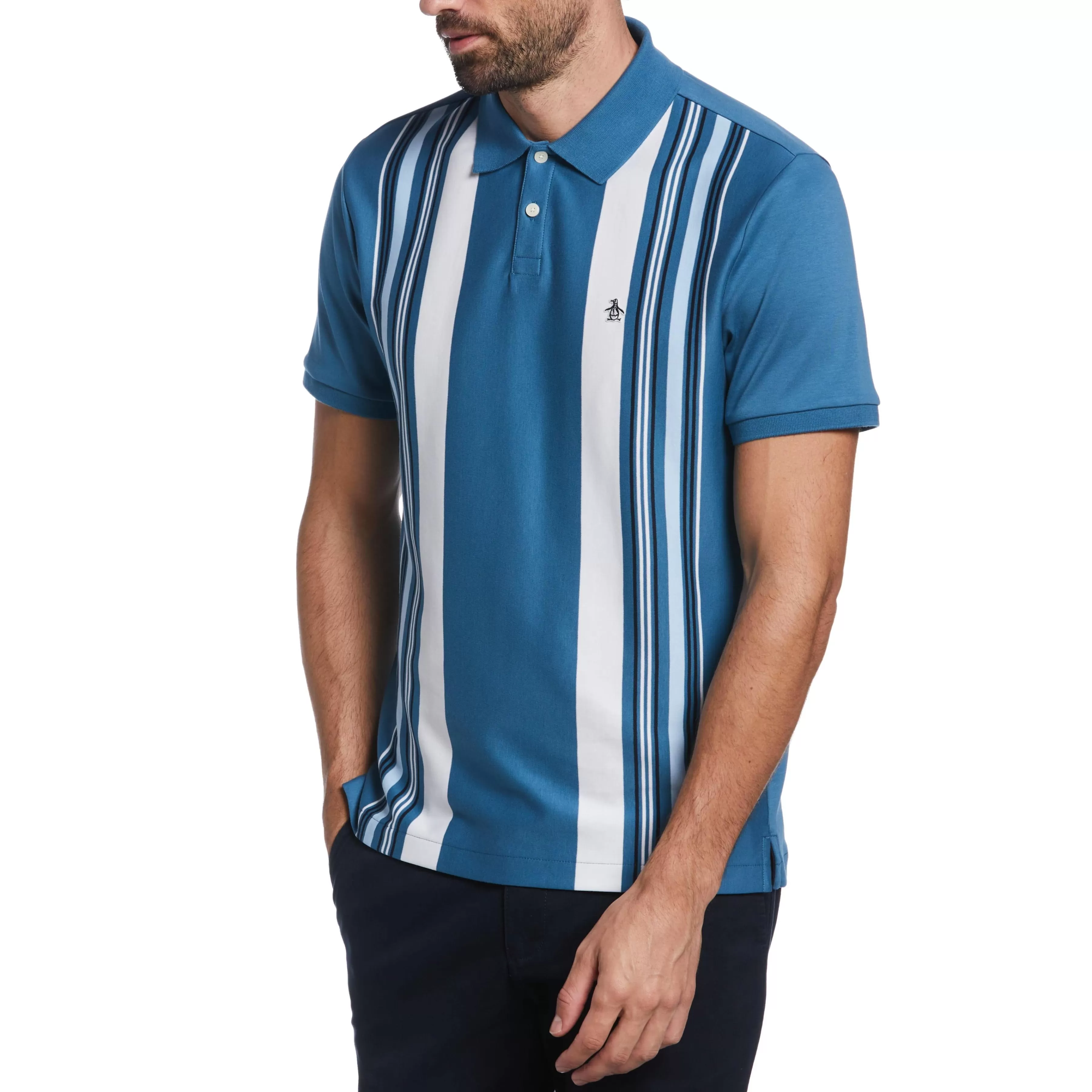 Shop Striped Front Interlock Polo Men Polos