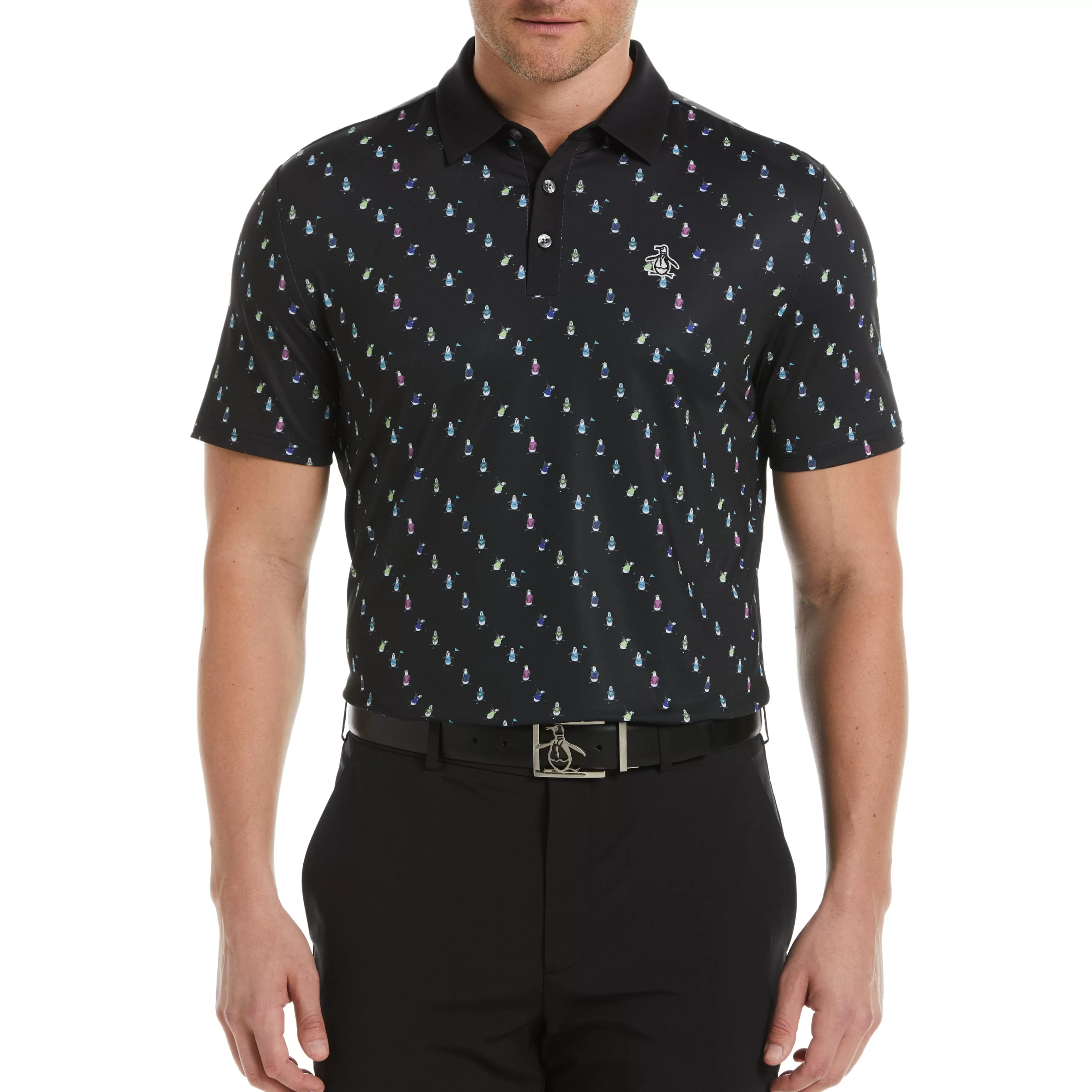 Clearance Swinging Pete Novelty Print Golf Polo Men Polos