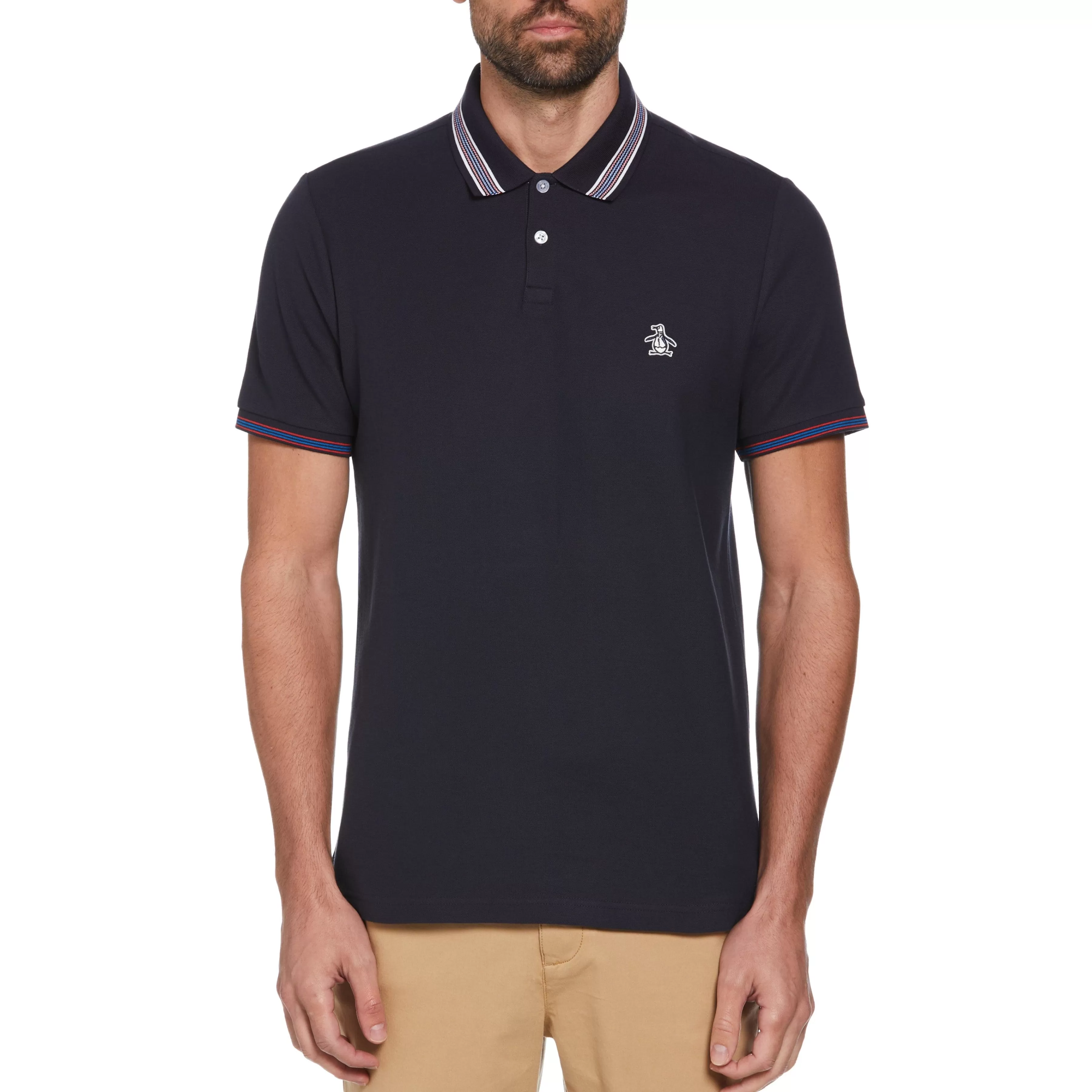 Fashion Thin Stripe Contrast Collar Polo Men Polos