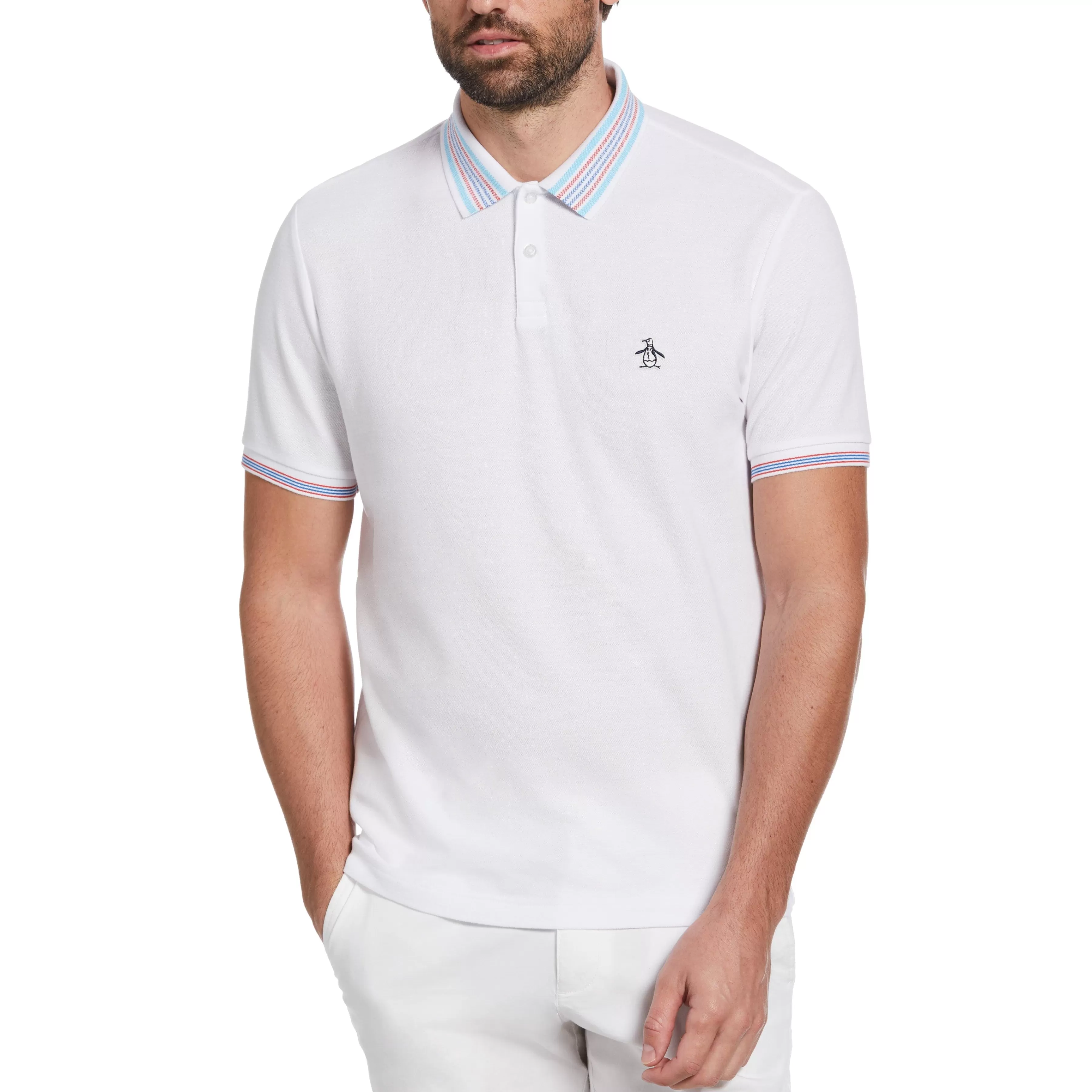 Discount Thin Stripe Contrast Collar Polo Men Polos