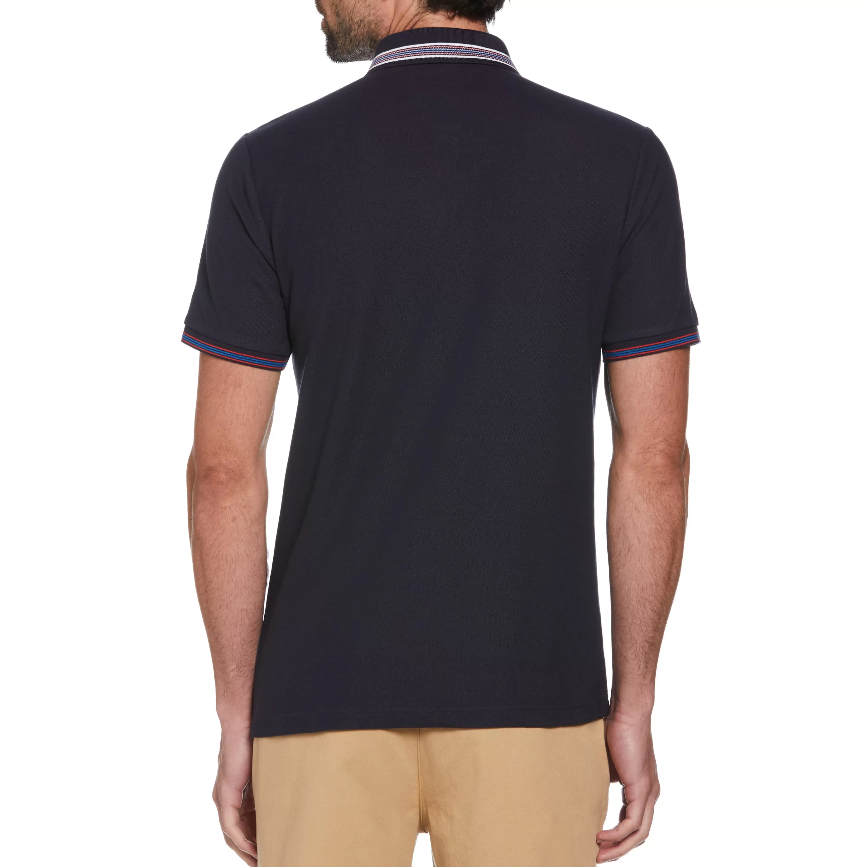 Fashion Thin Stripe Contrast Collar Polo Men Polos