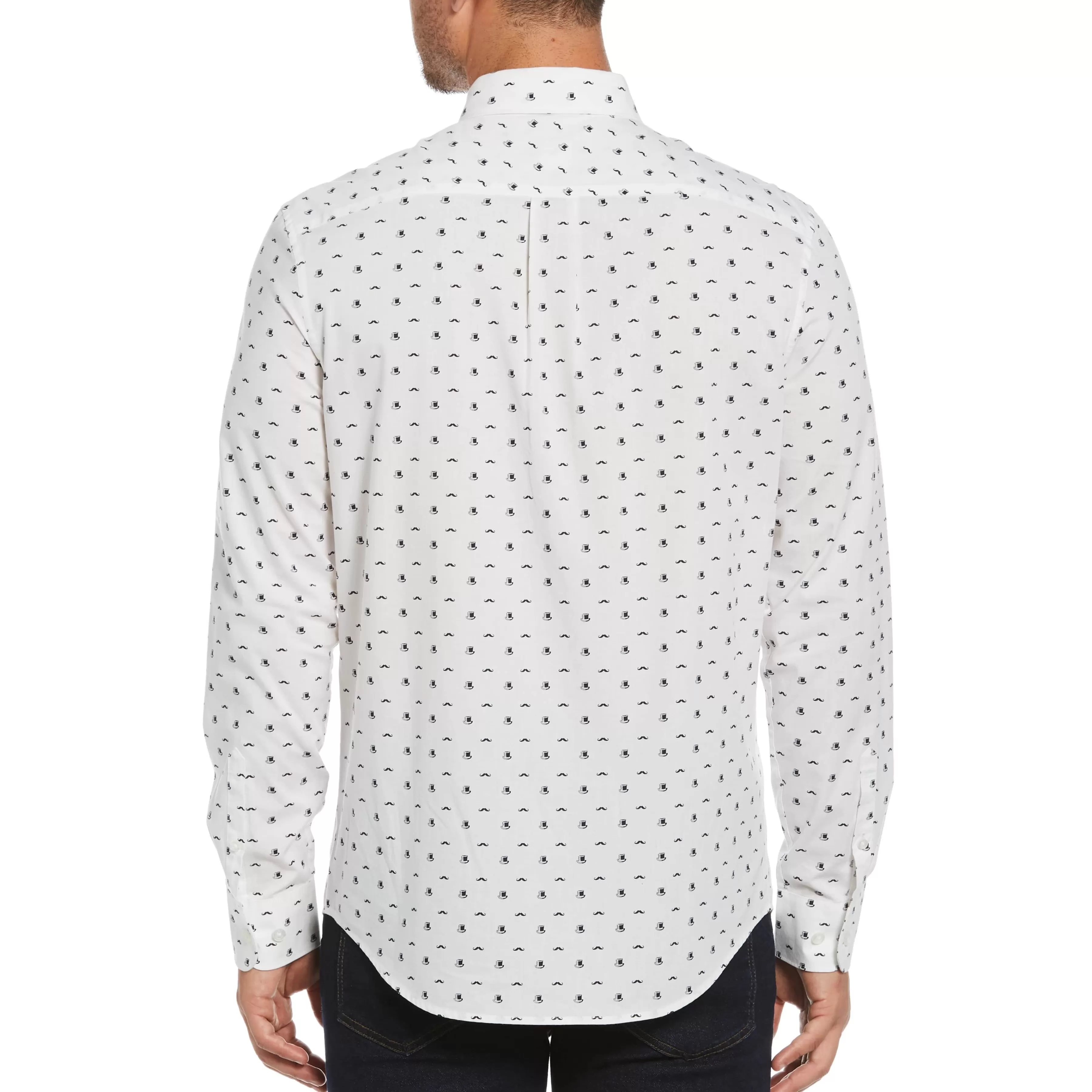 Cheap Top Hat & Mustache Print Poplin Shirt Men Shirts