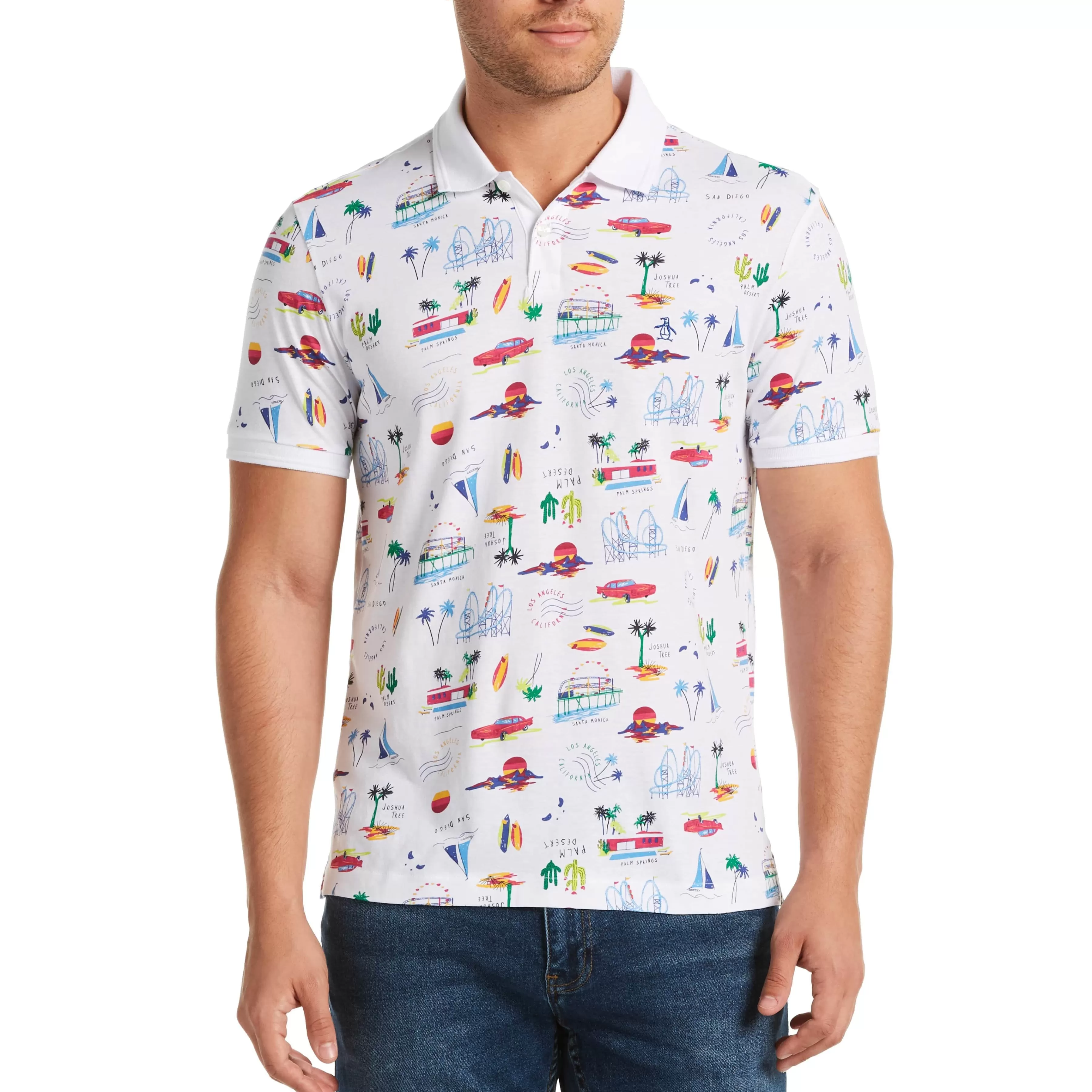 Hot Tossed Theme Print Polo Men Polos