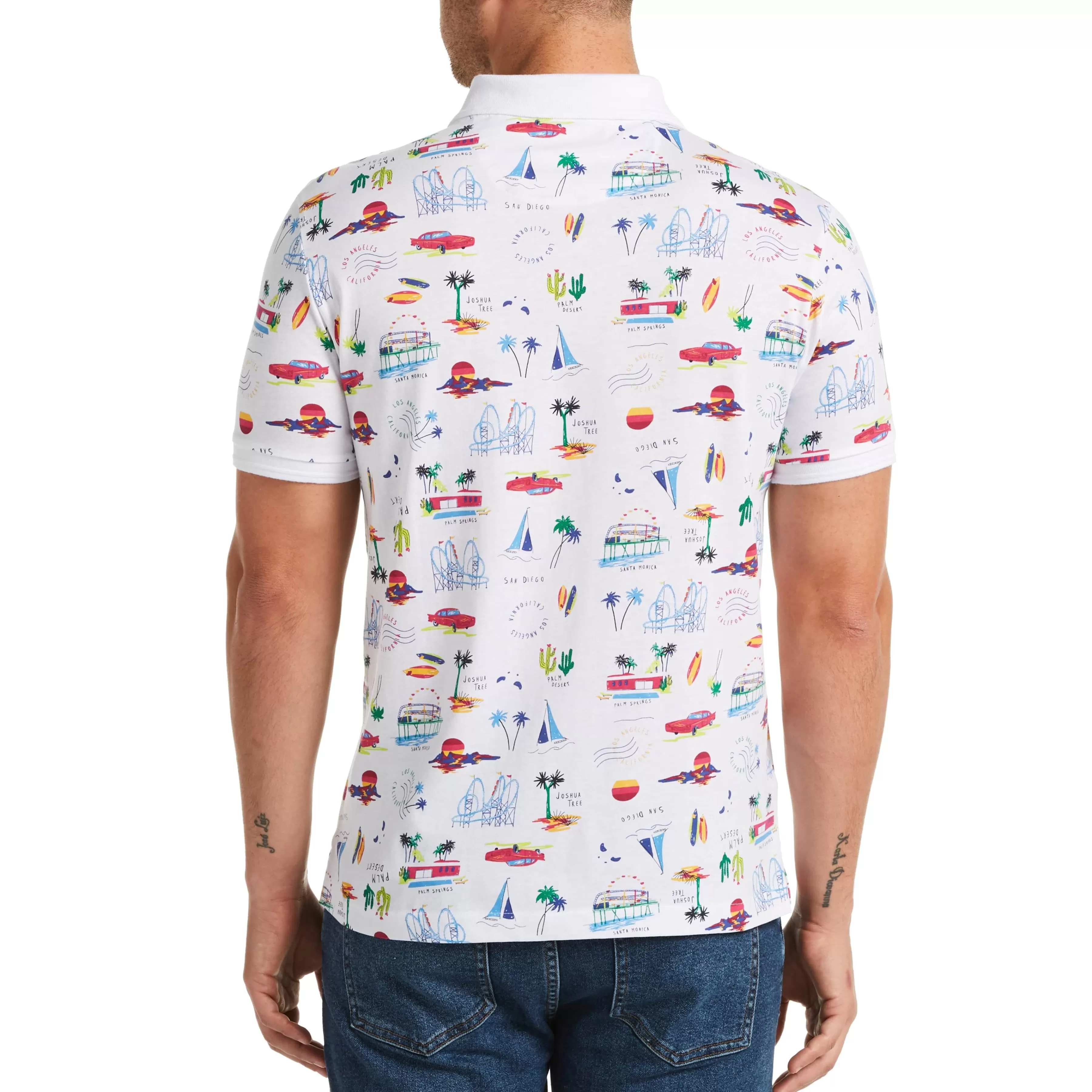 Hot Tossed Theme Print Polo Men Polos