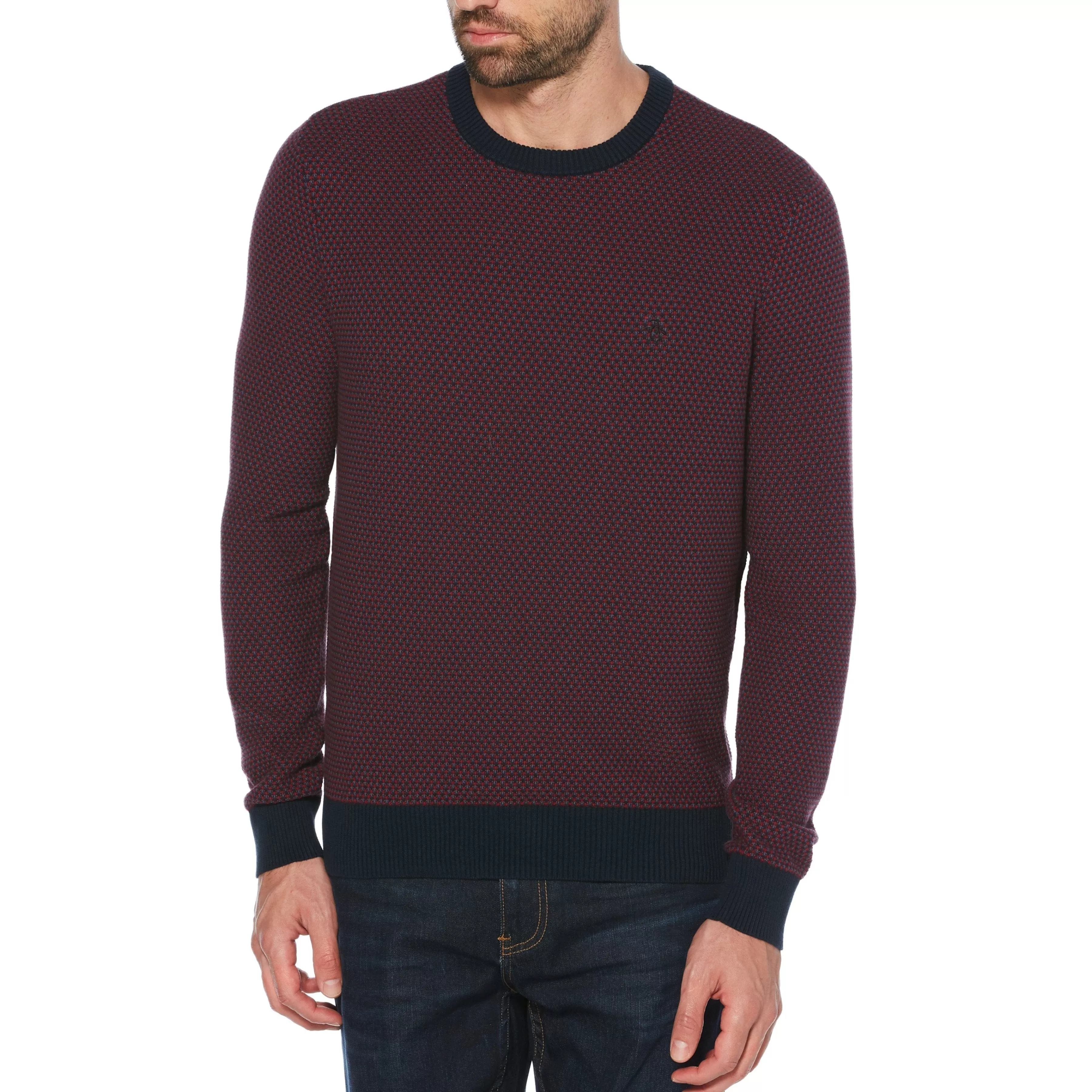 Store Tri-Tone Popcorn Crew Neck Sweater Men Sweaters