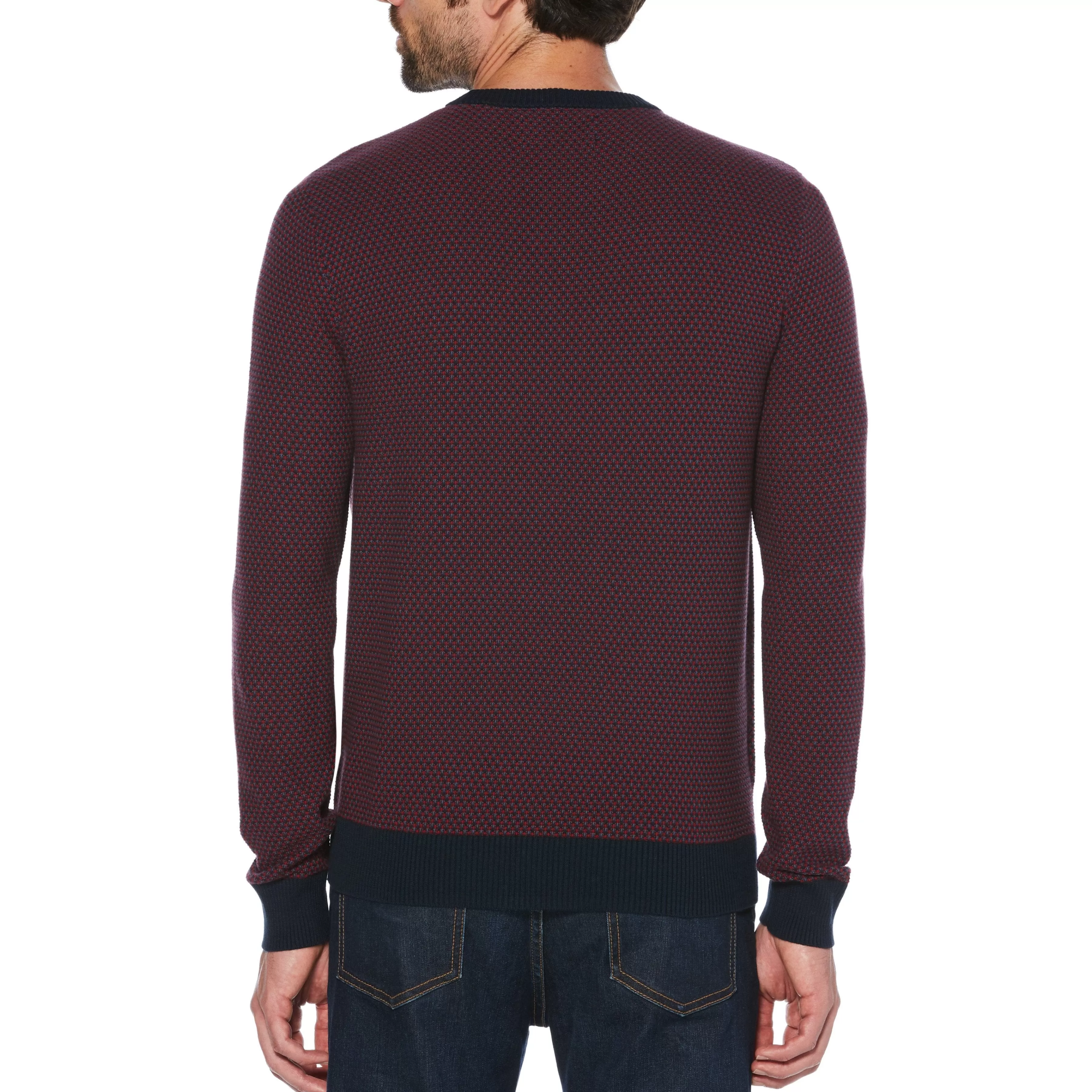 Store Tri-Tone Popcorn Crew Neck Sweater Men Sweaters