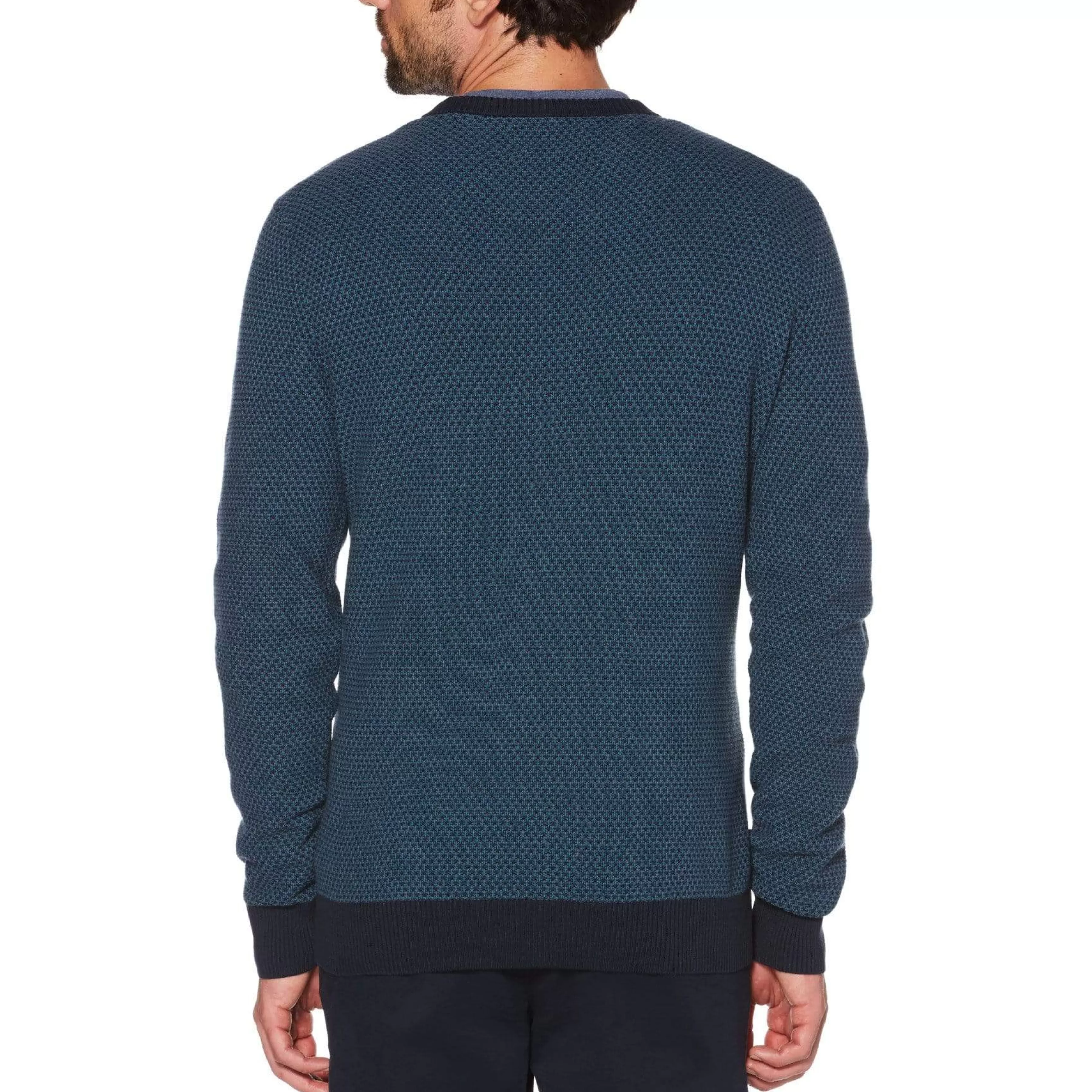 Store Tri-Tone Popcorn Crew Neck Sweater Men Sweaters