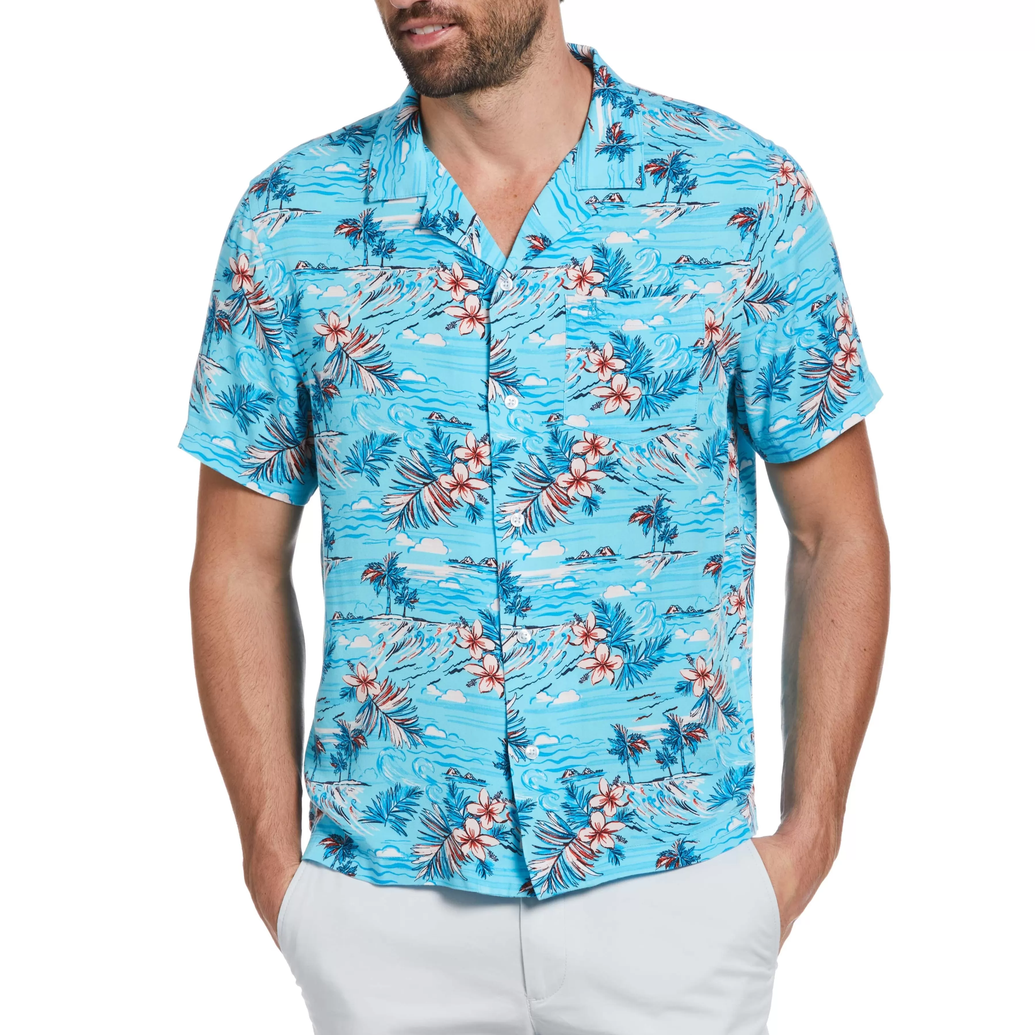 Shop Tropical Floral Print Camp Collar Shirt Men Shirts