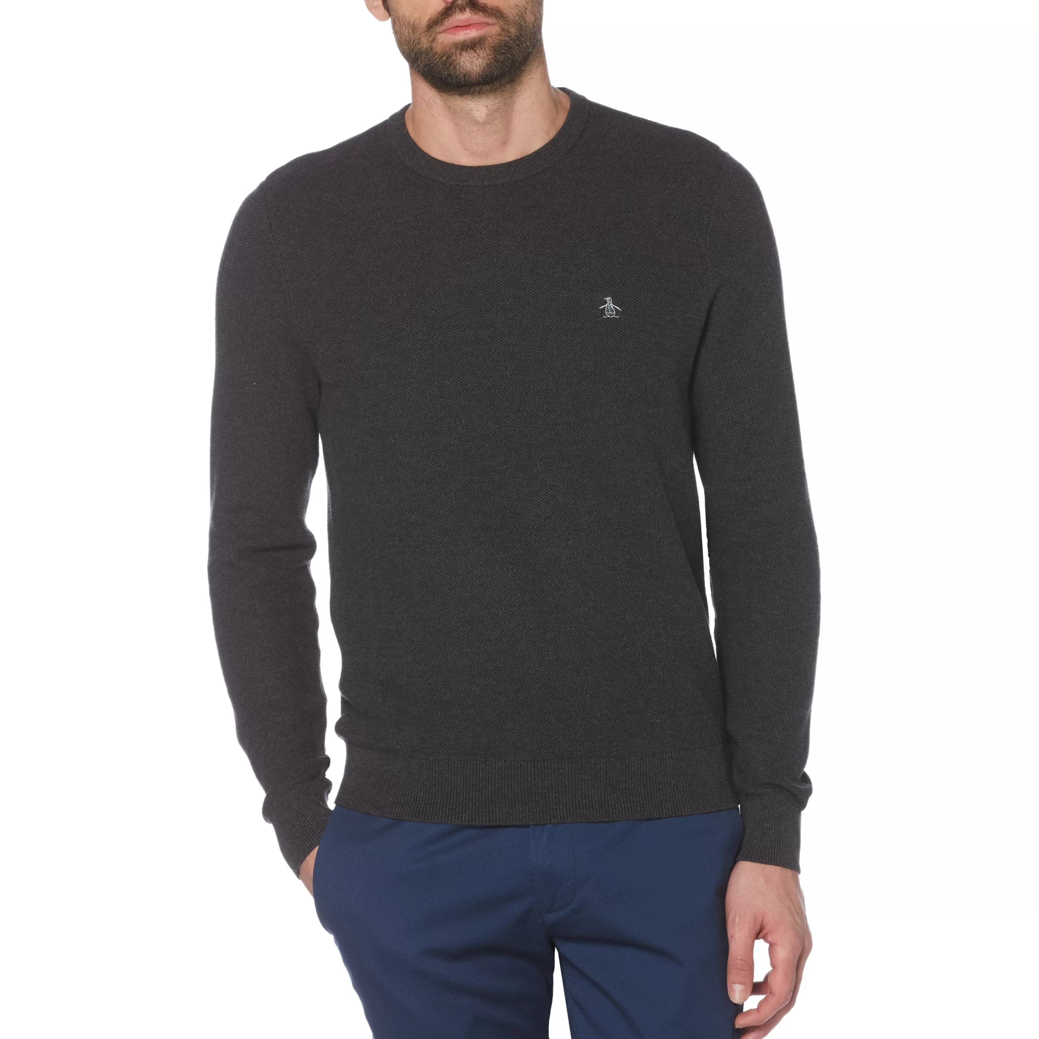 Discount Tuck Stitch Crew Neck Sweater Men Sweaters