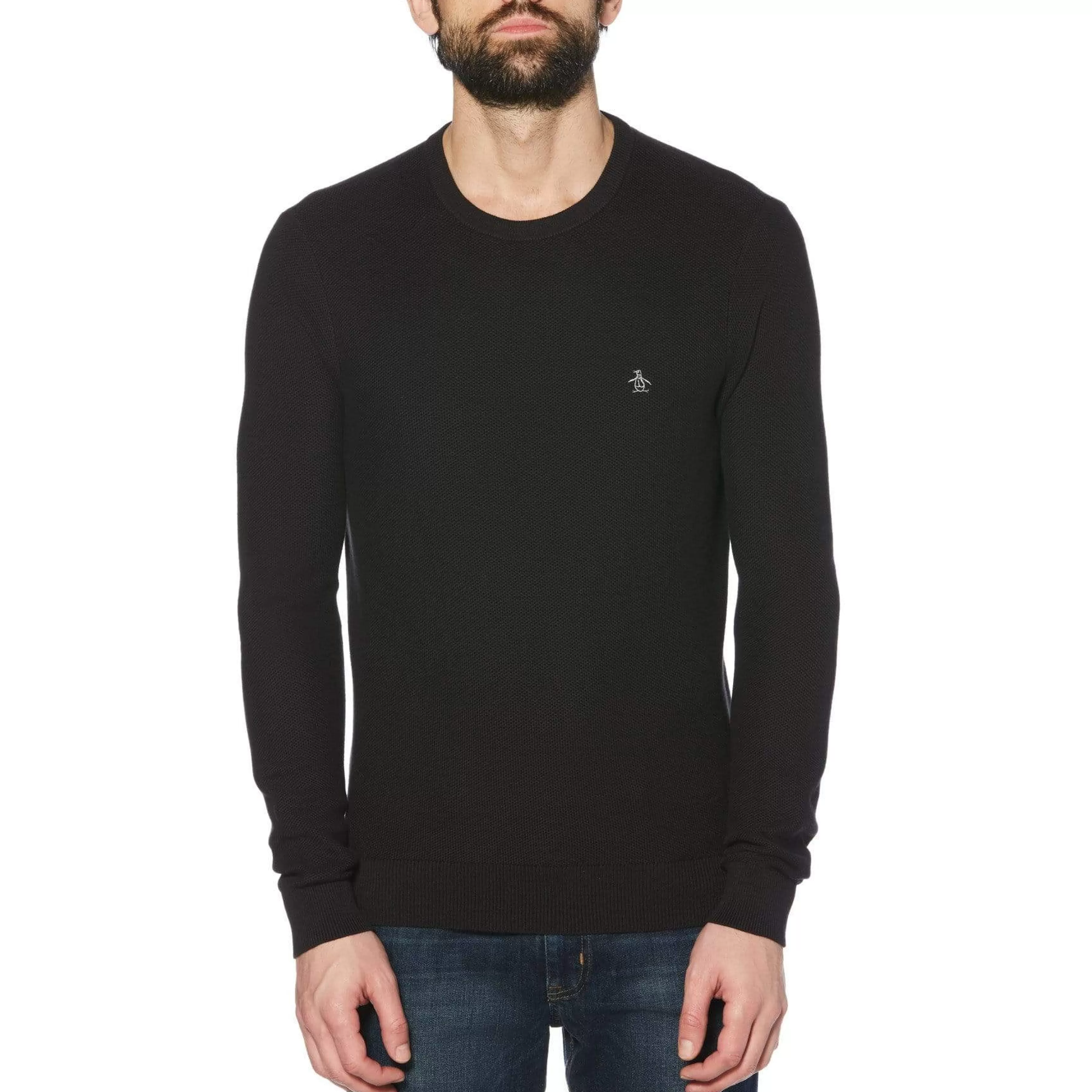 Discount Tuck Stitch Crew Neck Sweater Men Sweaters