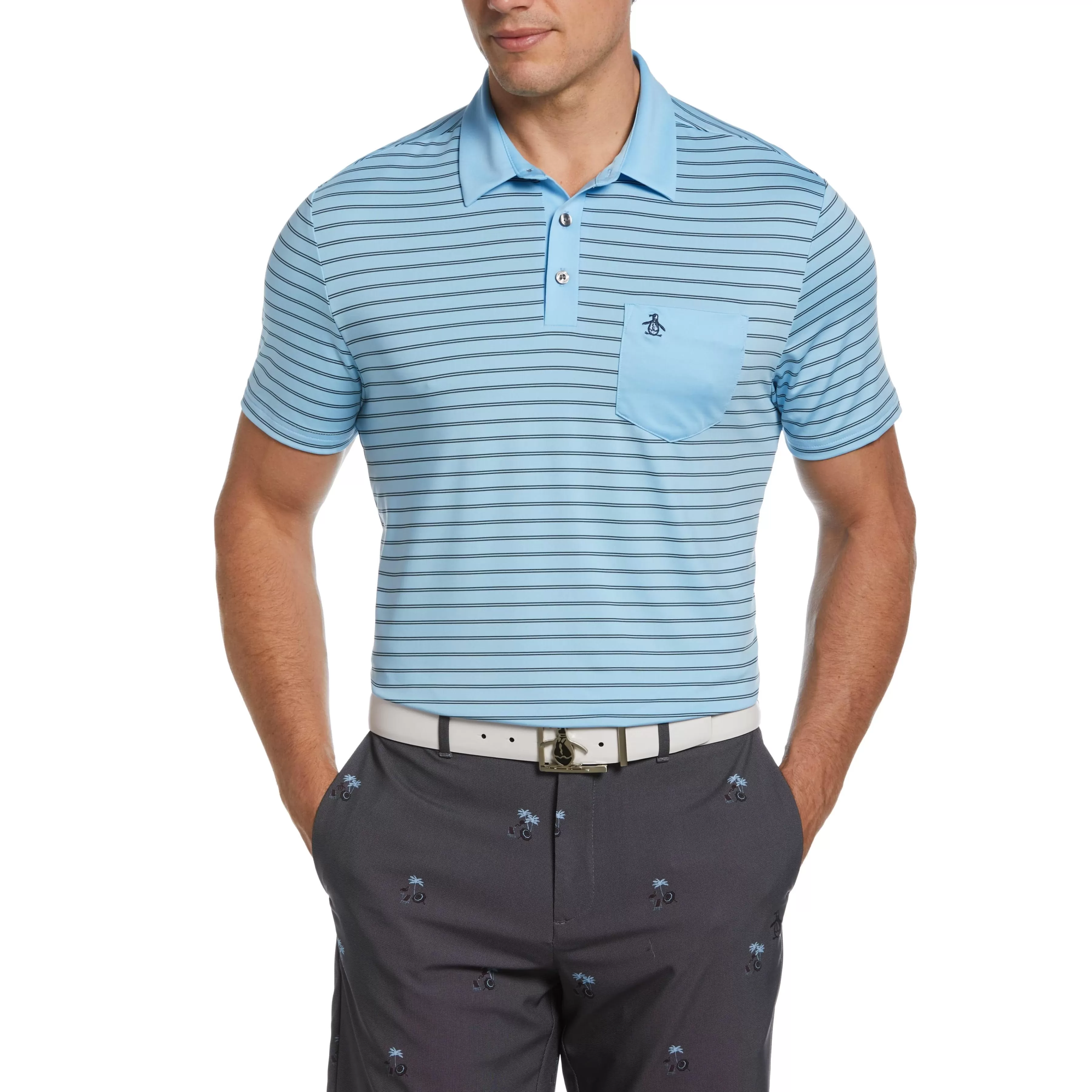 New Two-Color Stripe Golf Polo Men Polos
