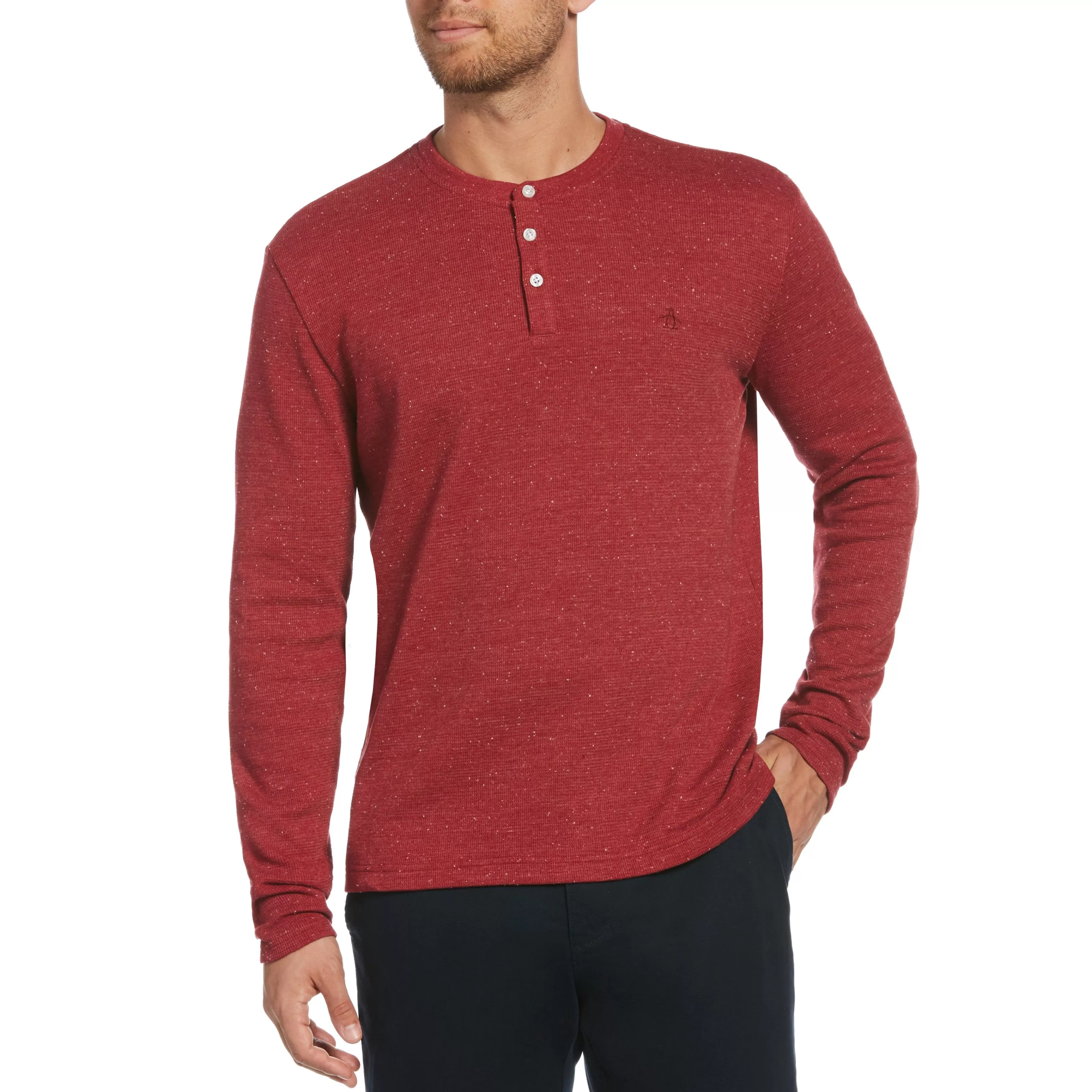 Outlet Waffle Henley Shirt Men Tees
