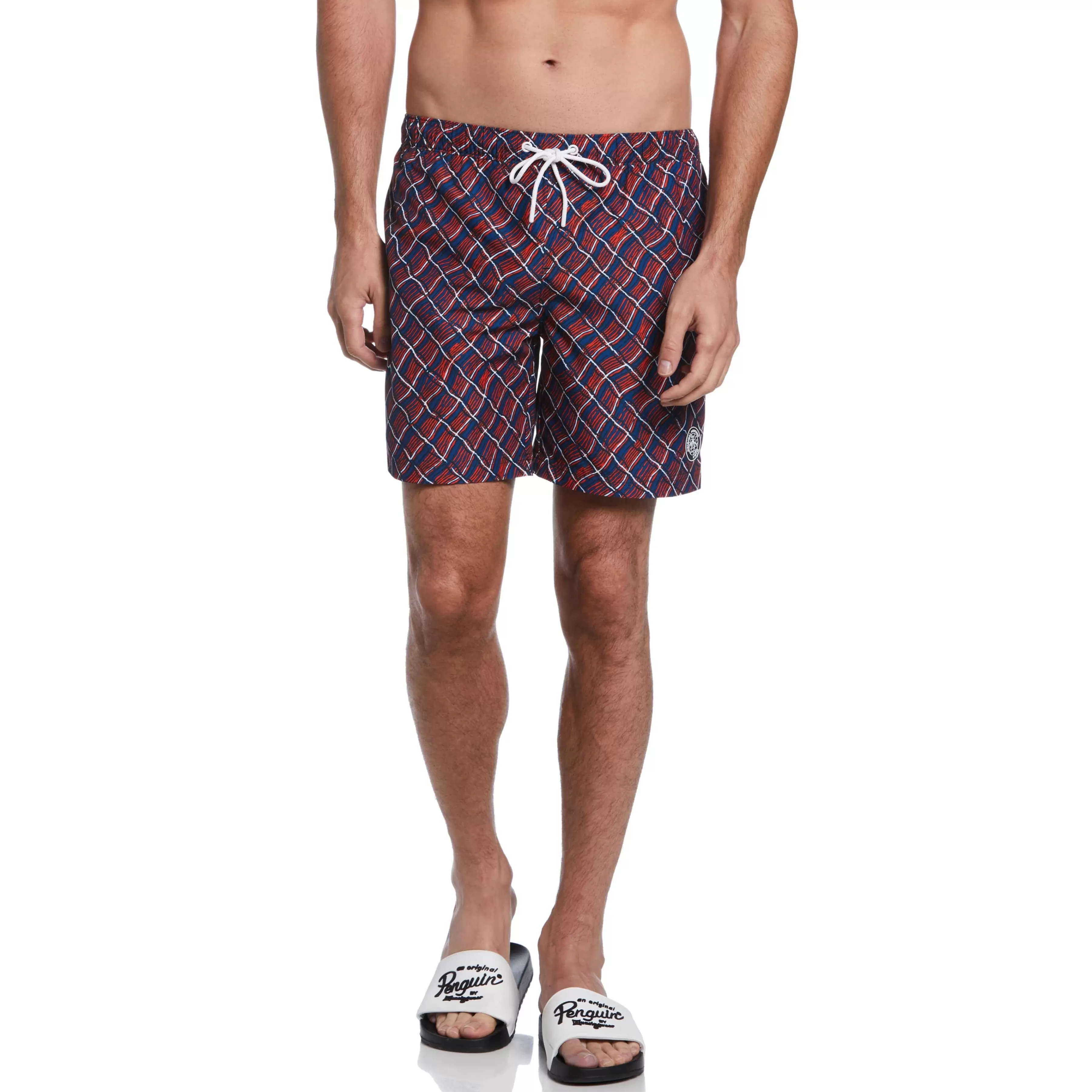 Cheap Wavy Net Print Swim Short Men Swim