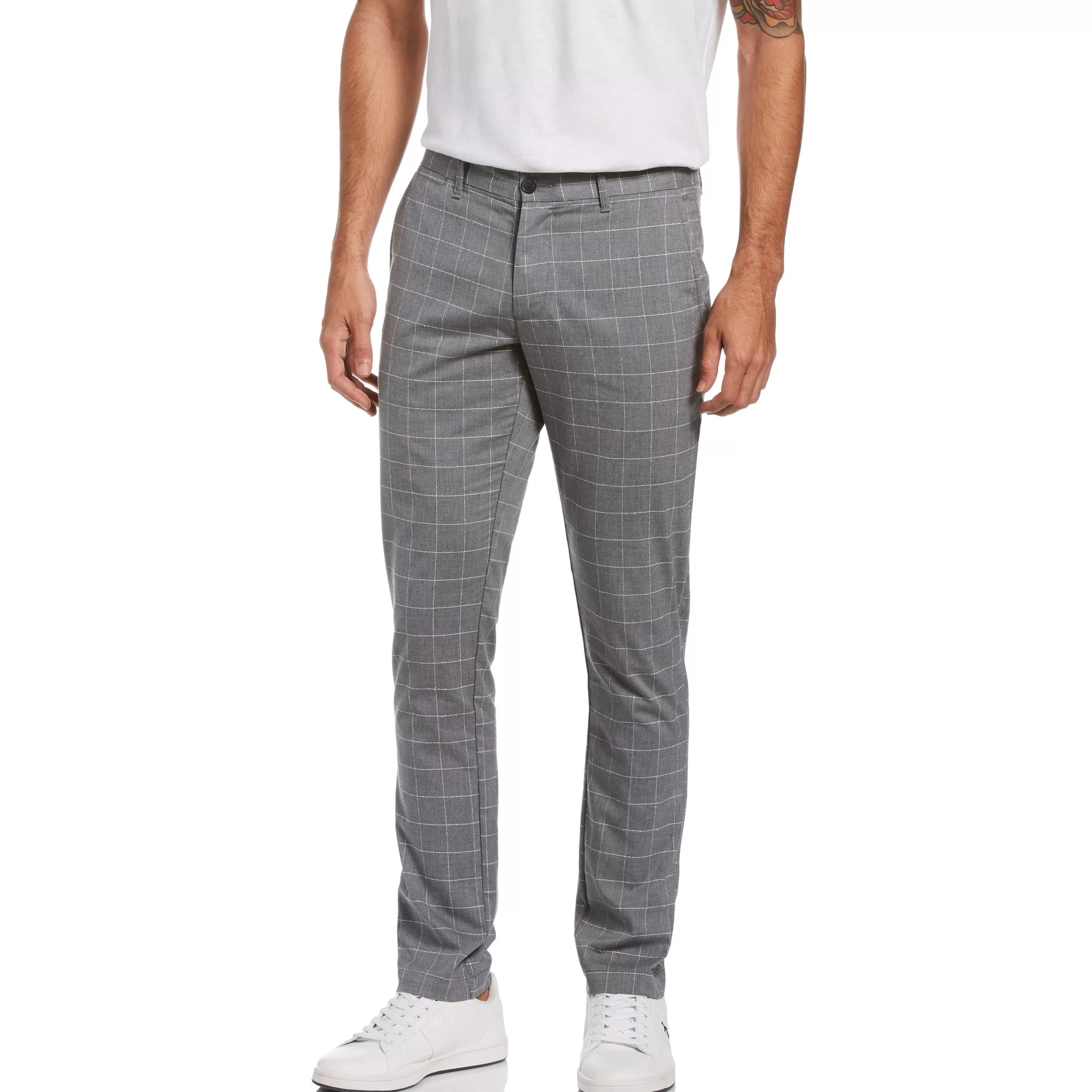 Cheap Windowpane Check Slim Fit Chino Men Pants
