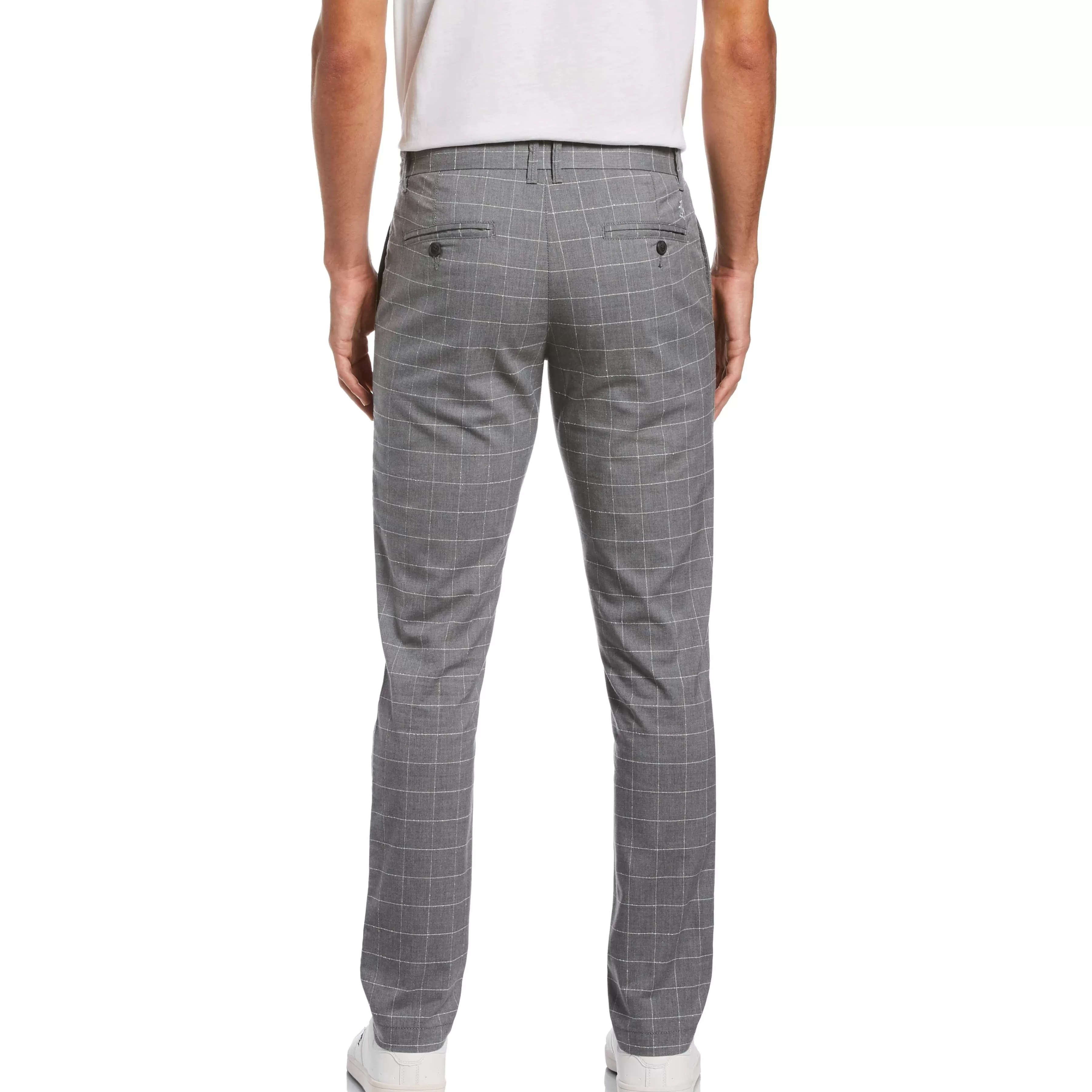 Cheap Windowpane Check Slim Fit Chino Men Pants