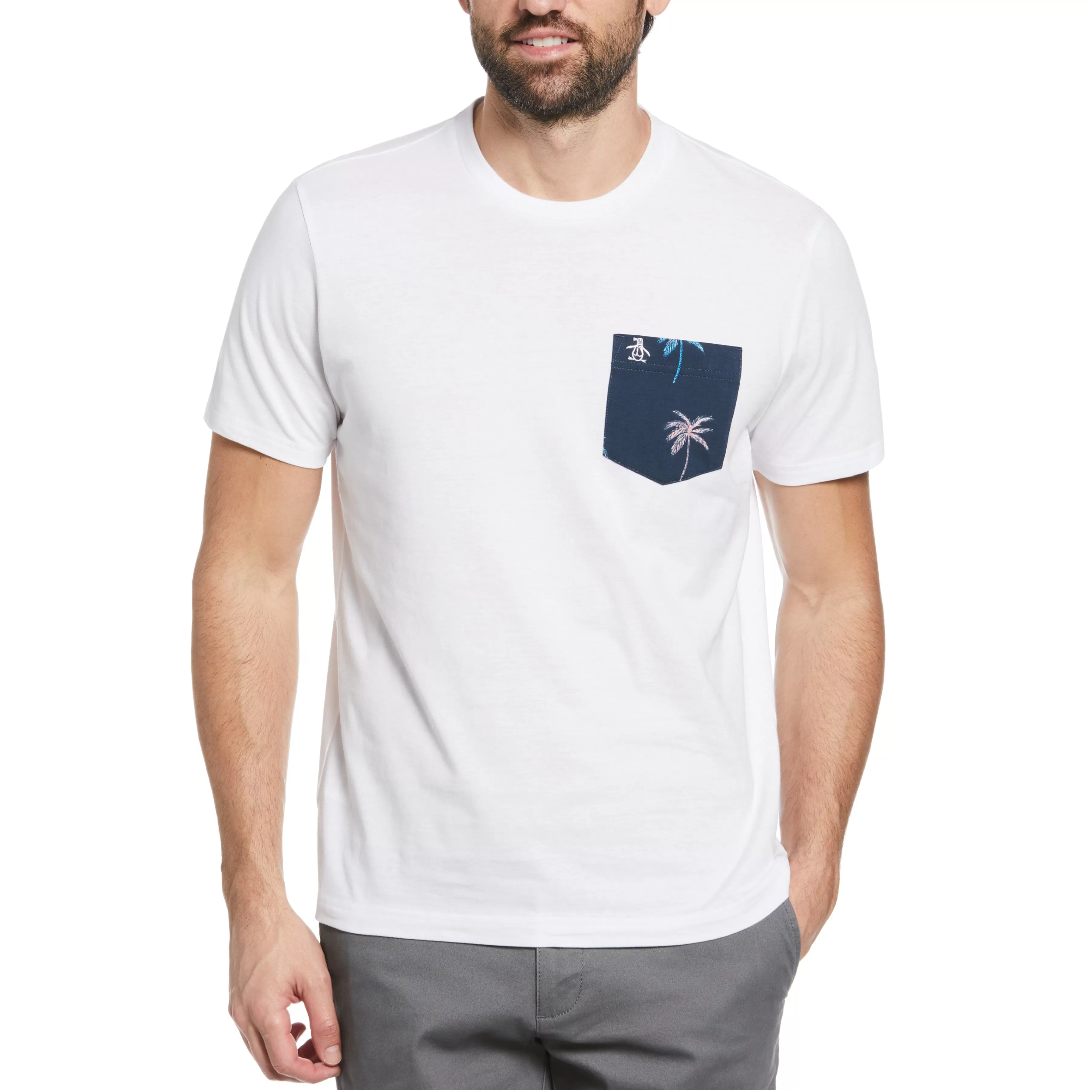 Fashion Woven Palm Pocket Tee Men Tees