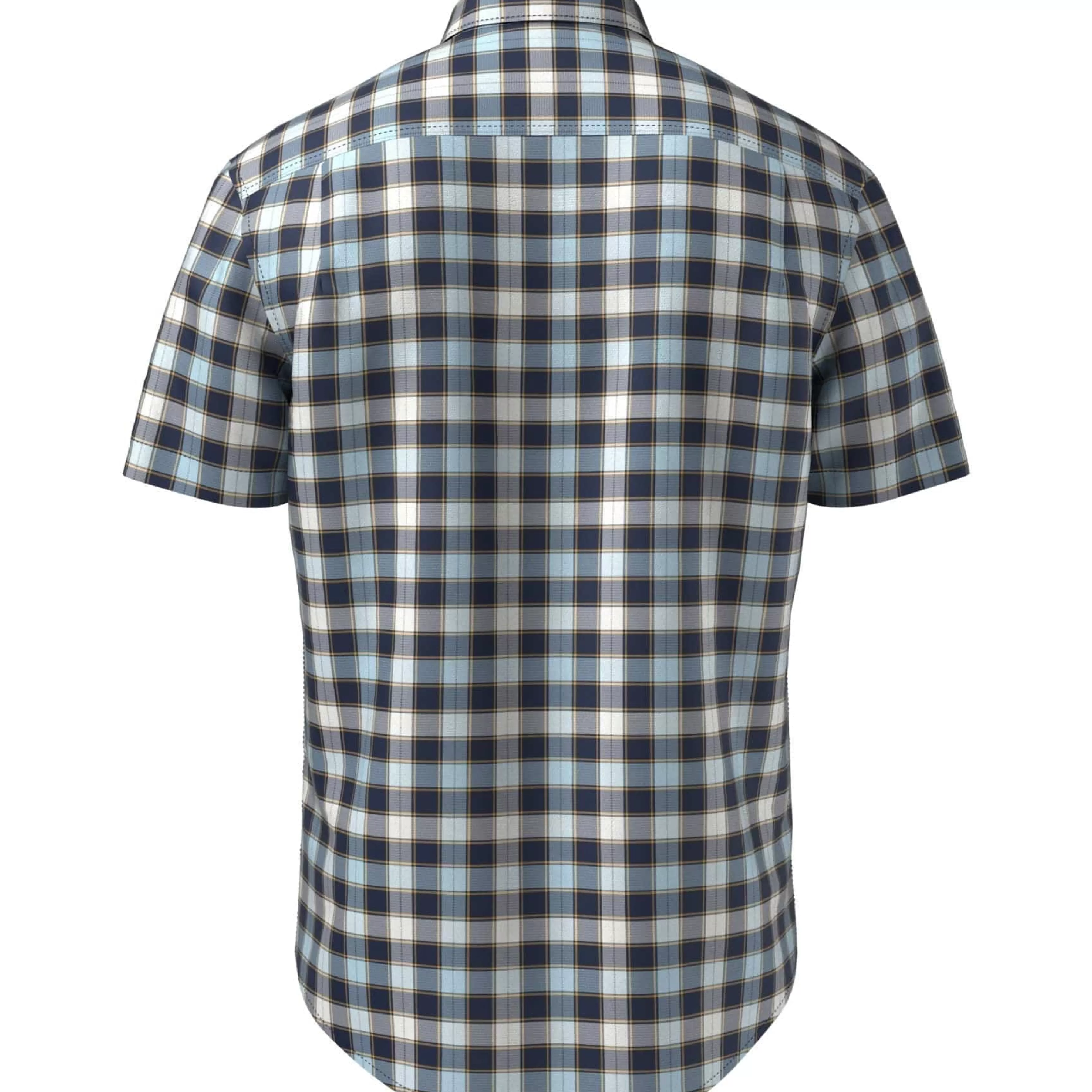 Outlet Woven Short Sleeve Plaid Men Shirts